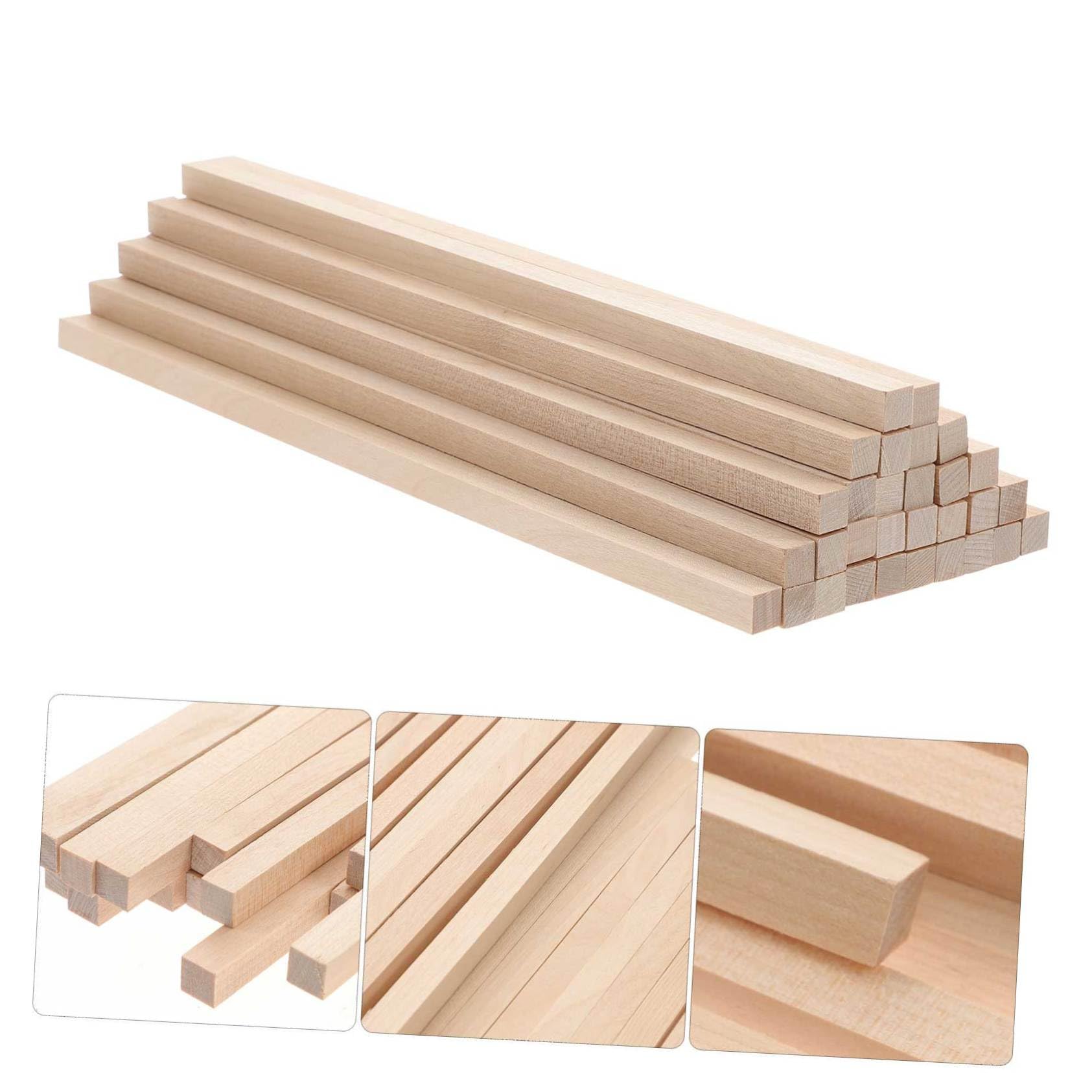 30stücke Holzstäbchen Quadratisch Dübel aus Holz Dübelstangen für Bastelarbeiten Unbehandelt Naturholz zum Modellbau und Dekoration