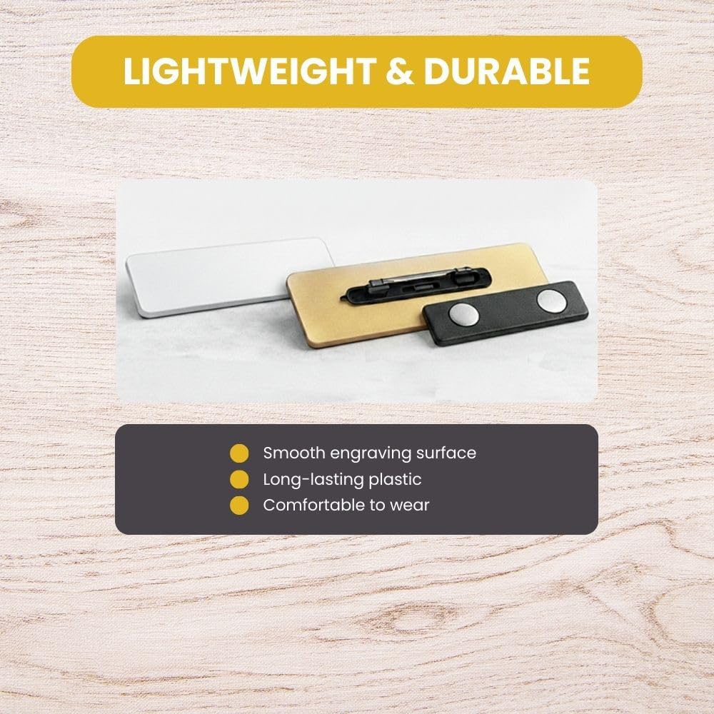 1" X 3" Name Tag/Badge Blanks with Pin - 10 Pack (Brushed Gold) - Image 5