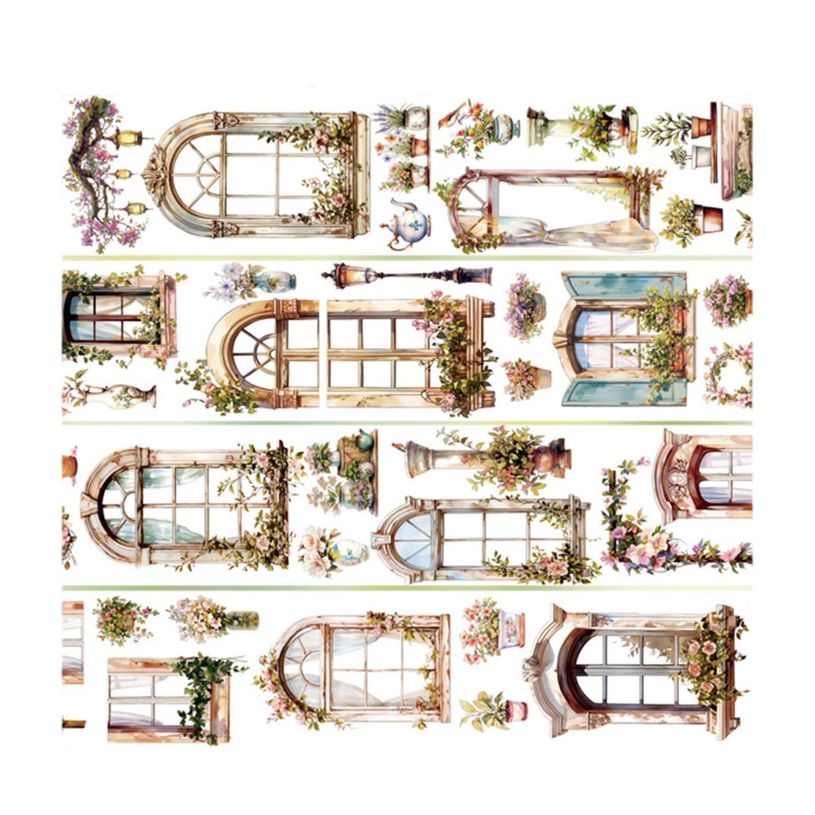 Flower Decorative Tape Aesthetic PET Tape 60mmX2Meter Scrapbooking Decoration Tape for Scrapbook Journal Photo Album PET Decorative Sticker