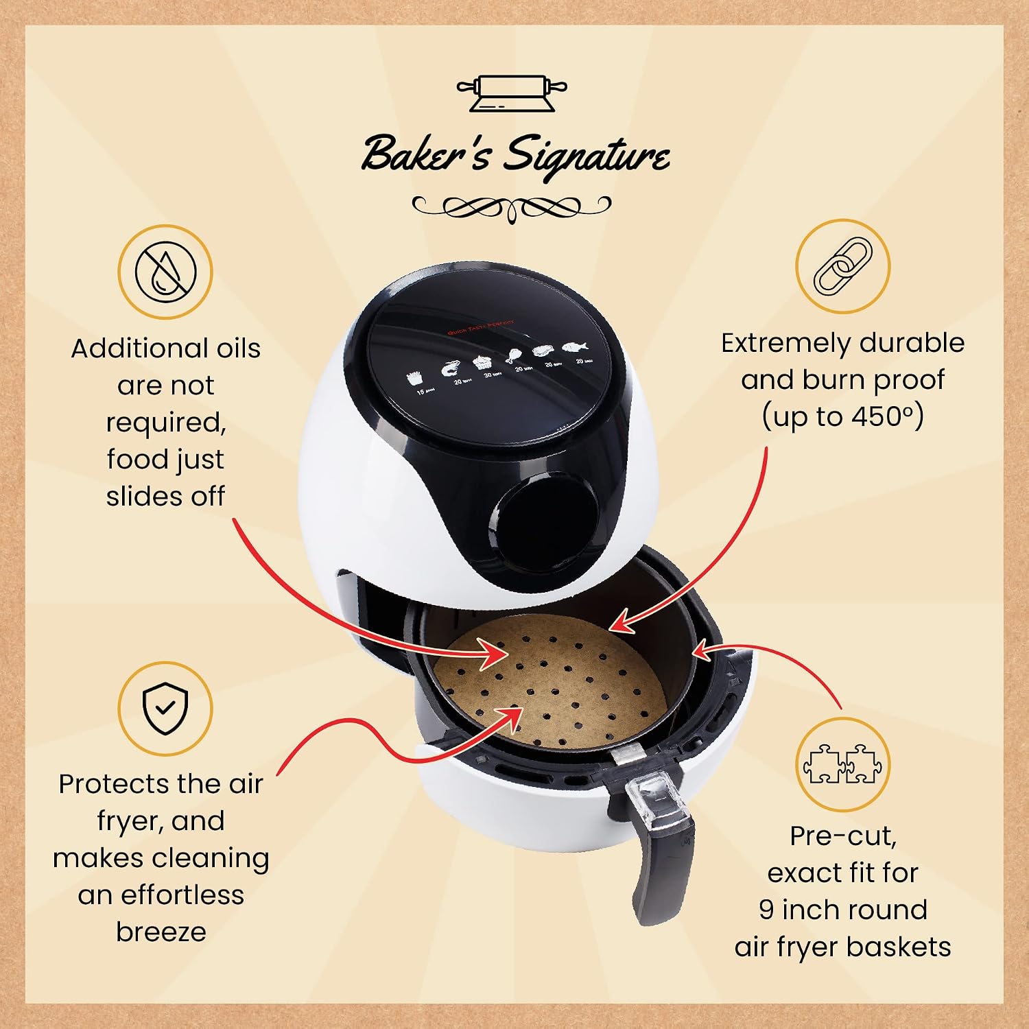 9" Steamer Paper, Air Fryer Round Parchment Paper Liners