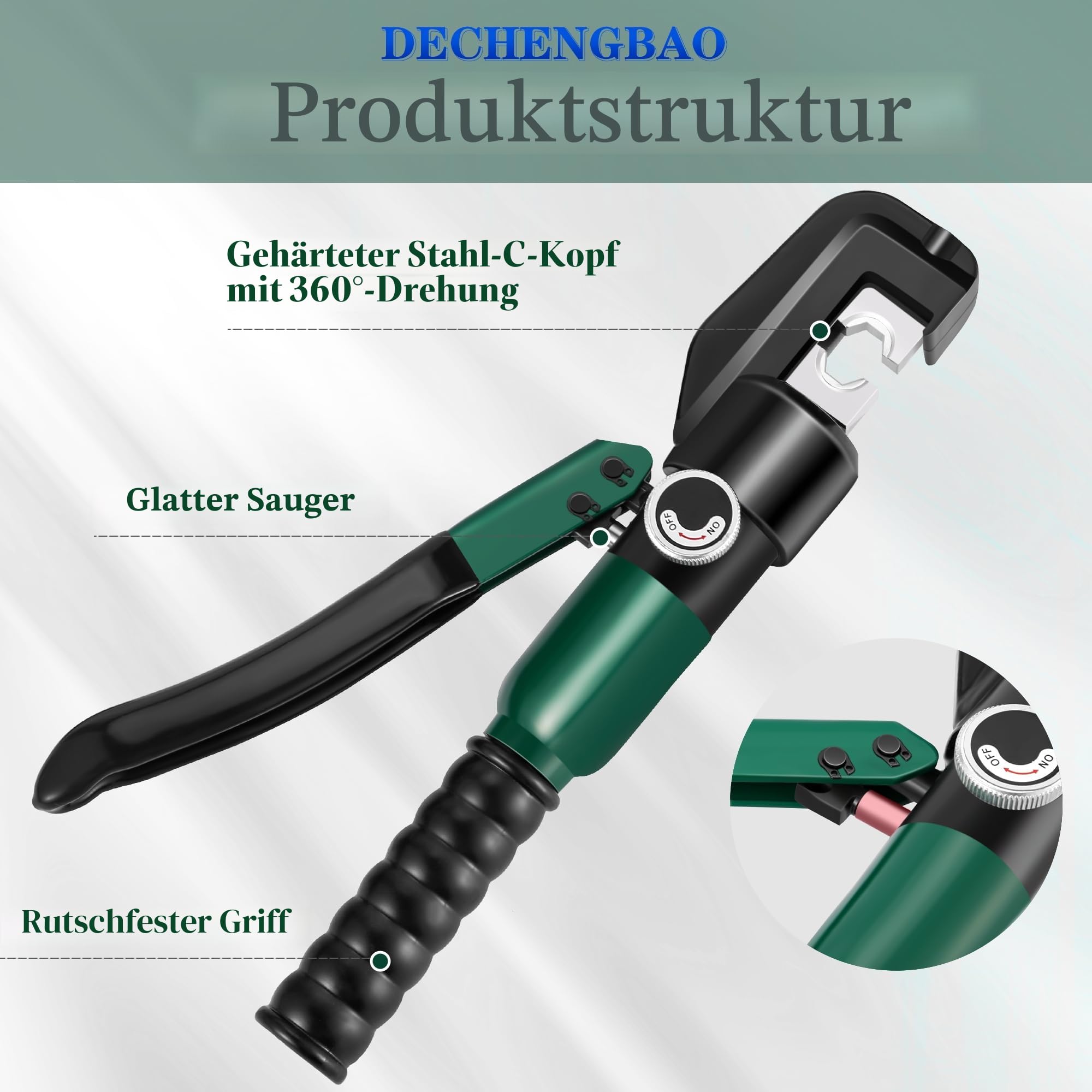 Hydraulische Kabelschuh-Crimpzange 6–70 mm², Werkzeugsatz für elektrische Kabelschuhe mit 8 Matrizen (4–70 mm² Crimpzange) (YQK70(4-70mm² Crimping Tool))