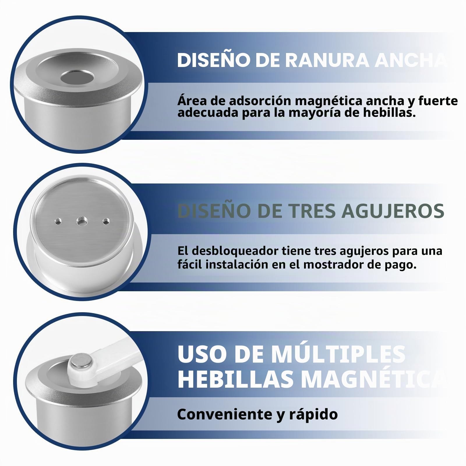 Super potente imán de tierras raras, imán fuerte de 25000 Gs, Plata para uso comercial, El paquete incluye juego de tornillos de fijación