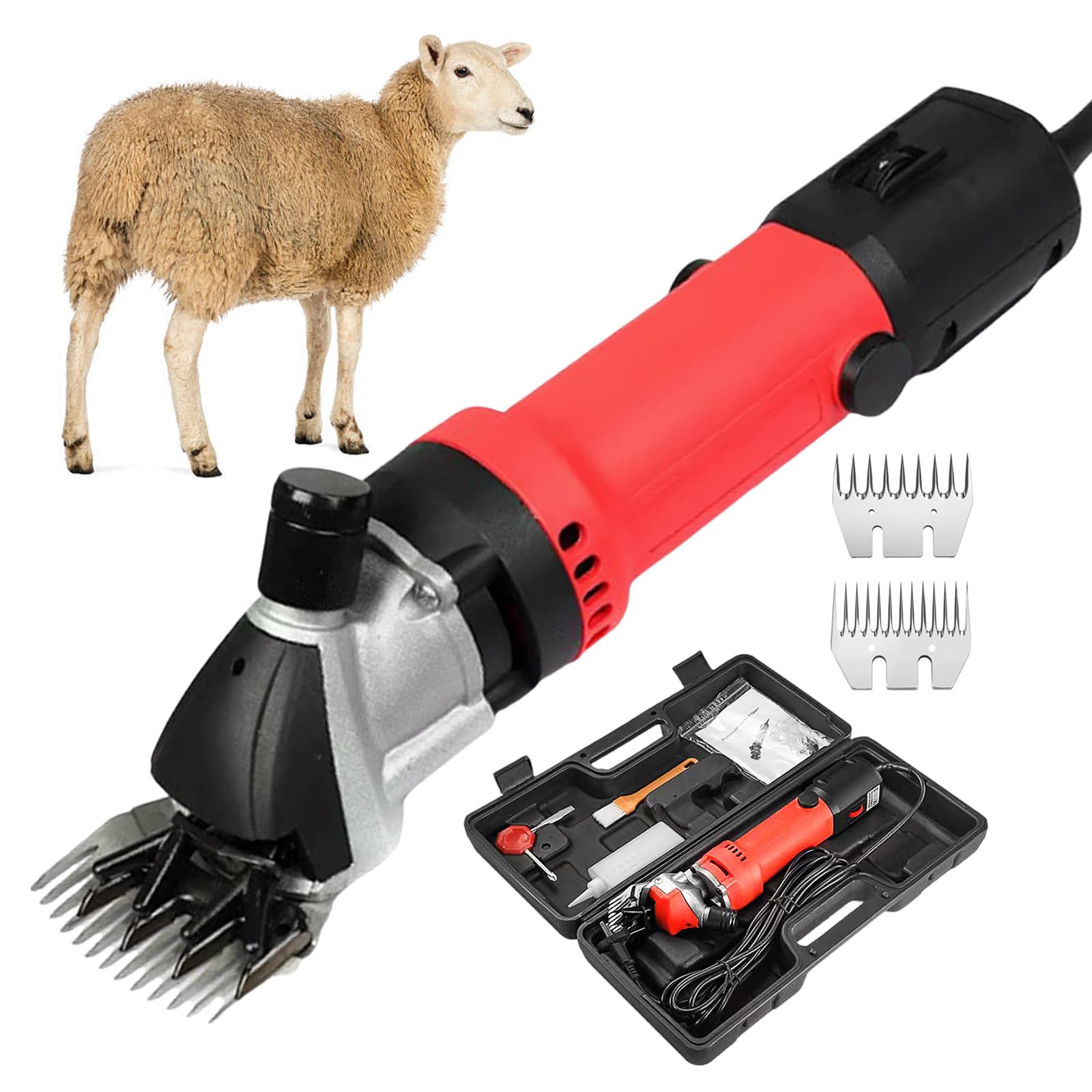 Tosatrice Elettrica Professionale per Lana, Forbici per Animali Regolabili A 6 velocità per Pecore, Capre, Bovini, Lame in Acciaio al Carbonio, 3600 Giri/Min per Professionisti/Hobbisti