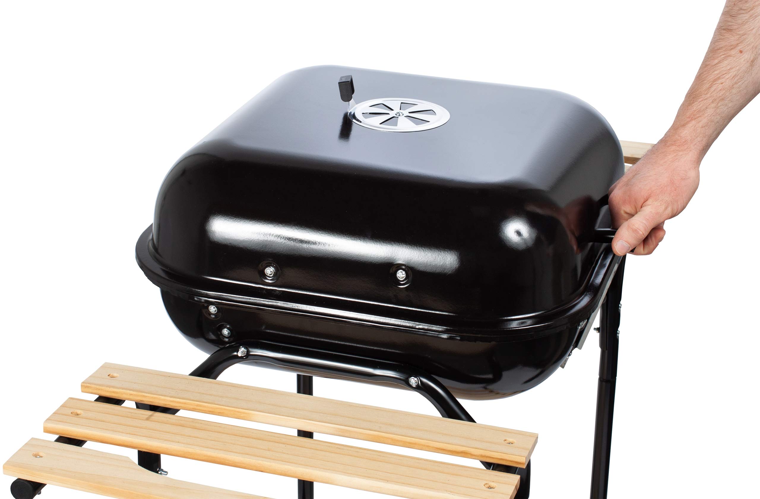 GrillMaster Kohlegrill EmaBend GM3000 + Gebläse, Gartenbau, Karbon, Mit Rollen, Holzböden