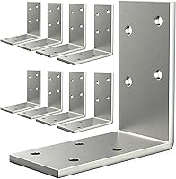 KOMOHOM 8PCS Heavy Duty 3x3 Galvanized L Brackets - 90 Degree Angle Braces for Wood Shelves, Framing, Fencing & Beams