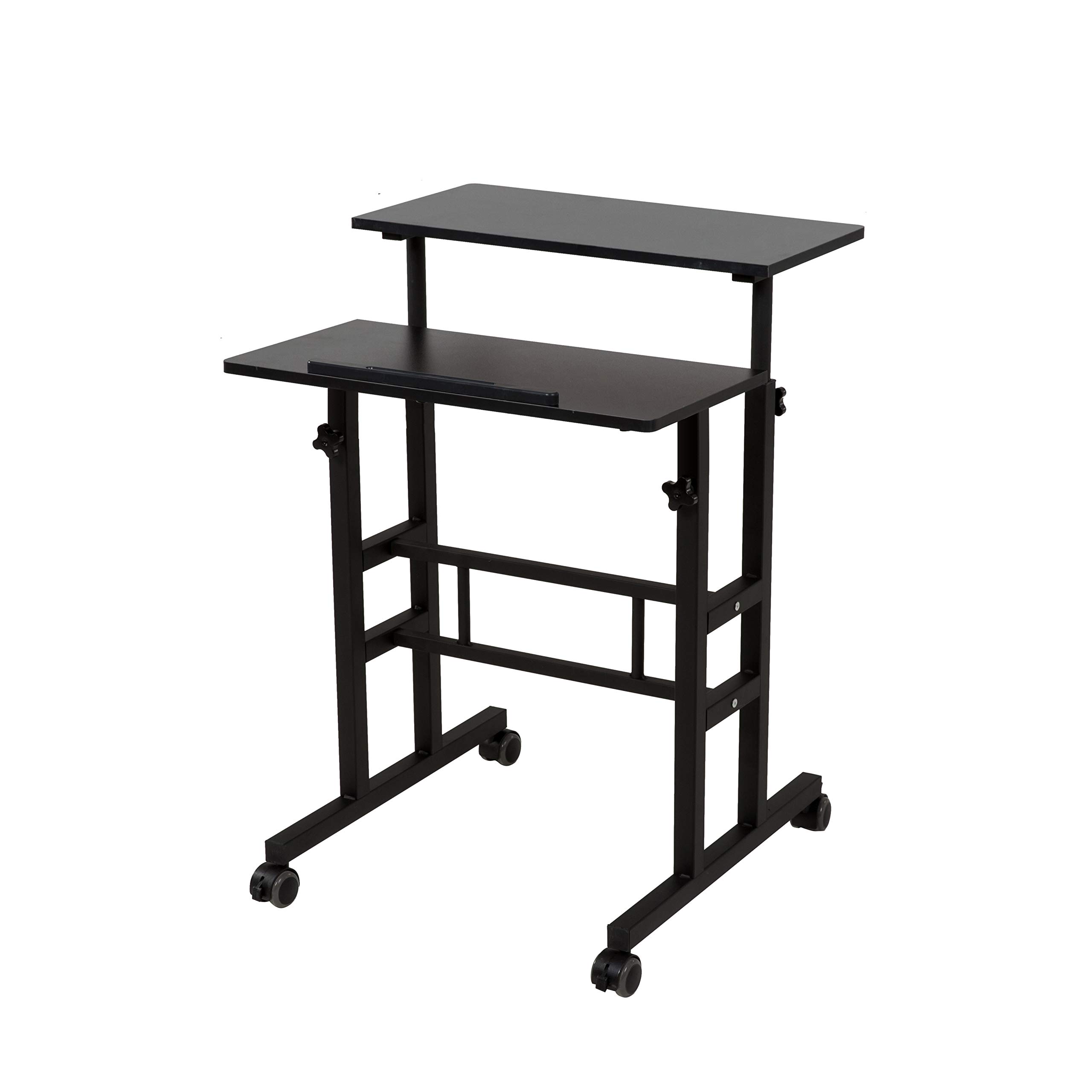 SDADI 2 Inches Carpet Wheels Mobile Desk Stand Up Height Adjustable Home Office with Standing and Seating 2