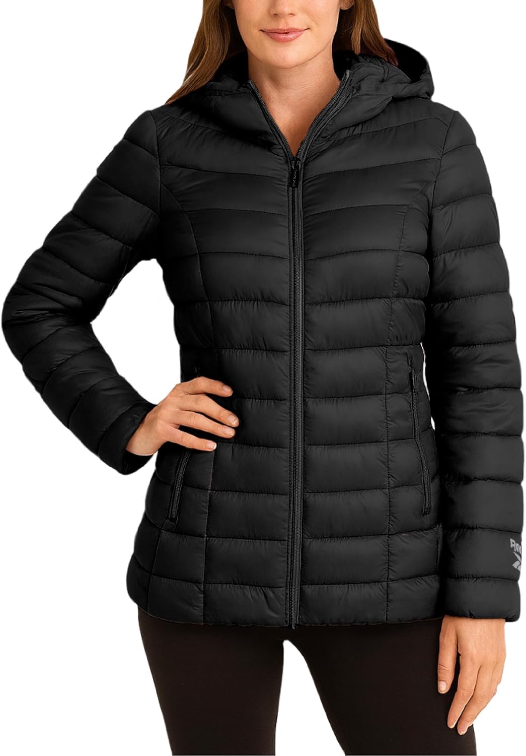 Reebok Womens Puffer Jacket - Lightweight Quilted Snow Glacier Shield Zip Up Bubble Winter Coat for Women with Hood & Pockets - Image 2