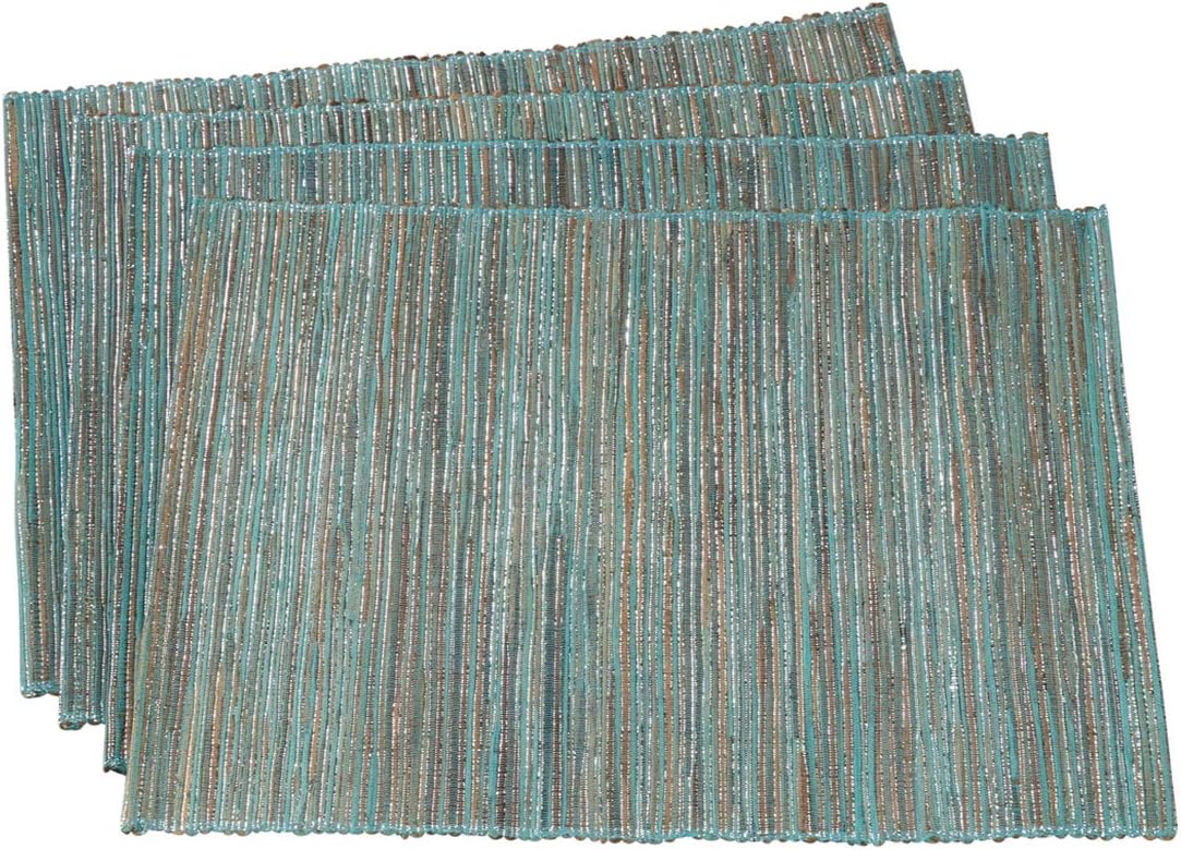 Fennco Styles Shimmering Woven Nubby Texture Water Hyacinth 14 x 20 Inch Table Placemats, Set of 4 - Rust Table Mats for Home Decor, Dining Table, Holidays, Special Events (Rust)