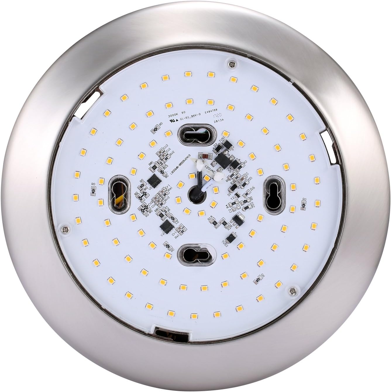 GETINLIGHT 9 Inch LED Disk Light, Dimmable, Recessed or Surface Mount, Soft White 3000K, Brushed Nickel Finish, ETL Listed, Wet Location Rated, IN-0301-5-SN