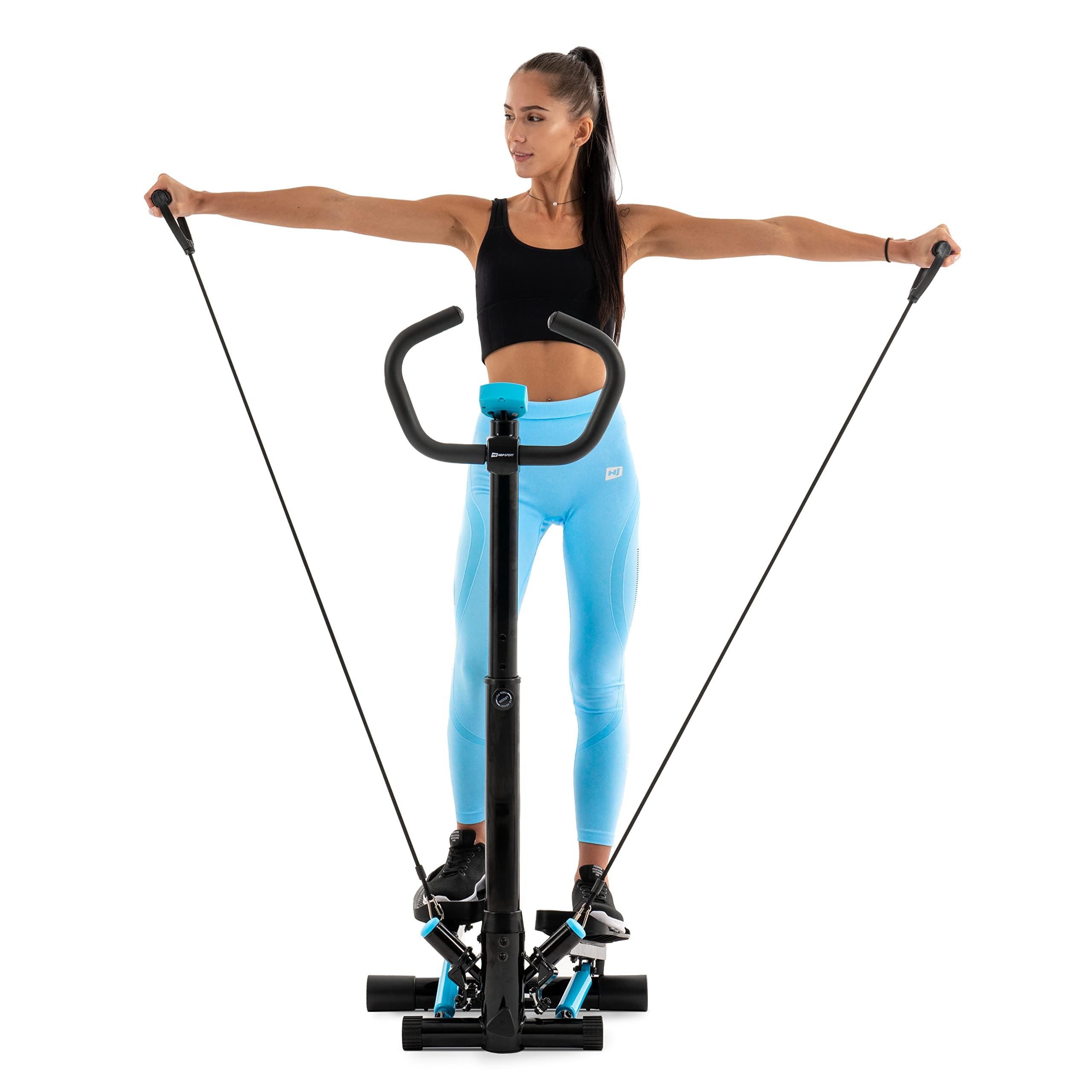 Hop-Sport Stepper Noble mit Lenker, Trainingscomputer & Expandern für Zuhause, Stabil & Kompakt, Ideal für Fitness & Cardio Workouts, Max. Benutzergewicht 100 kg