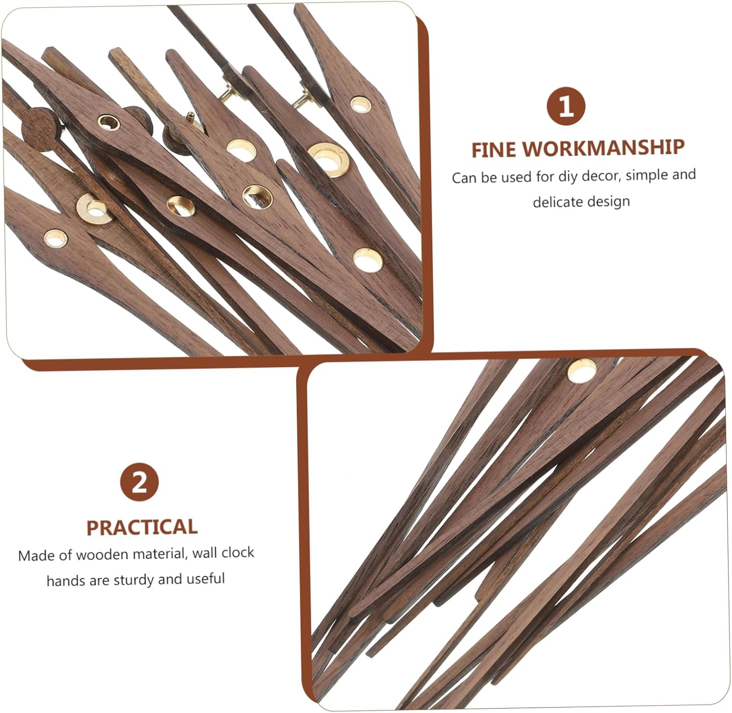 DOITOOL 25sets Replacement Clock Hands for Wall Clocks Walnut Finish Sleeves Easy Installation for Crafting and Repair Projects