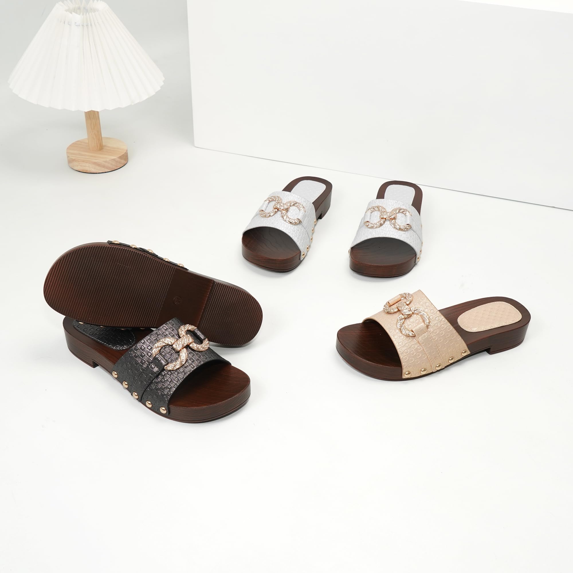 JOMIX Sandali Donna Estivi Eleganti con Morsetto Metallo e Tacco Basso Quadro Comode Scarpe Aperte e Ciabatte con Zeppa Leggere e Traspiranti per Ufficio e Città