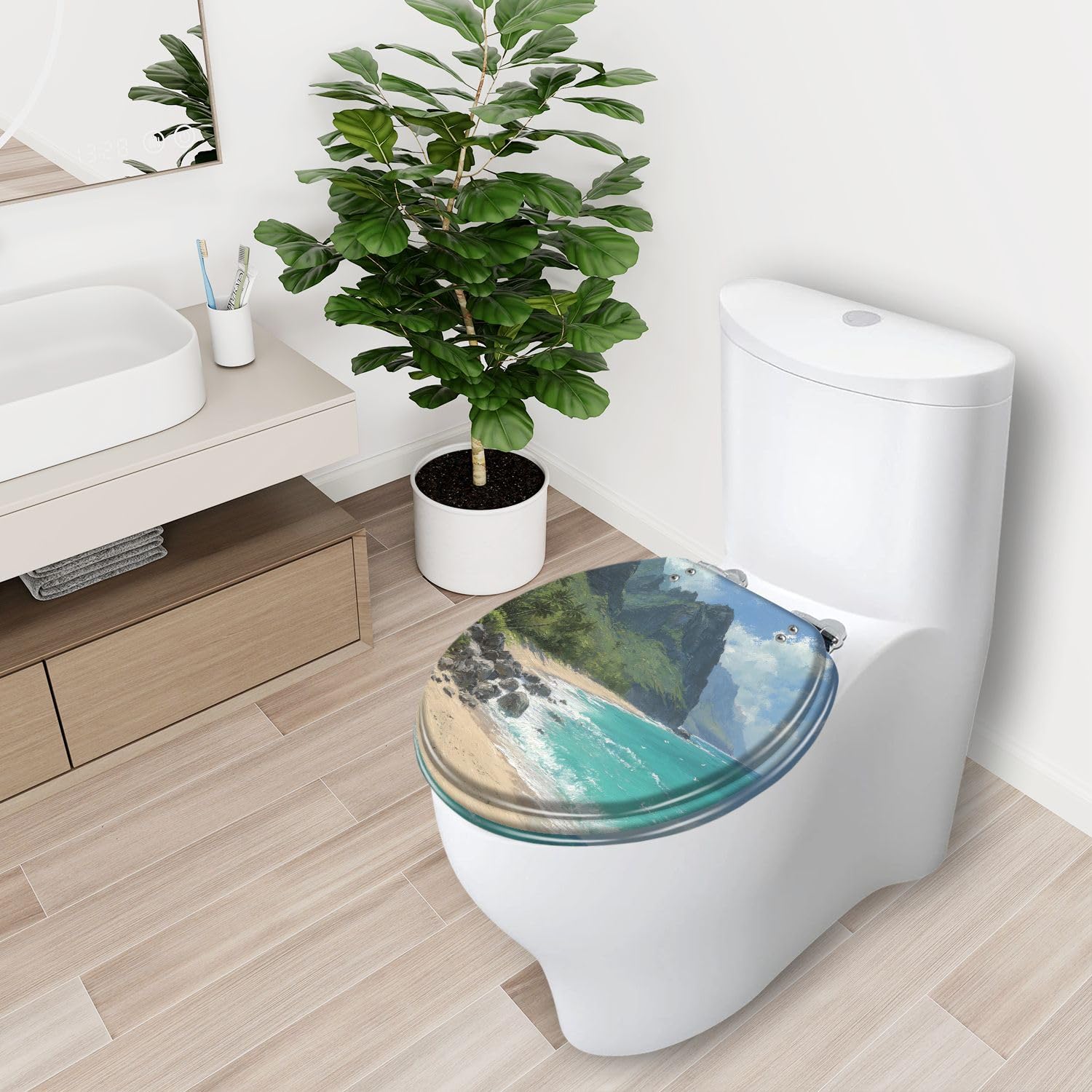 Asiento de inodoro redondo de resina genérico de repuesto para baño