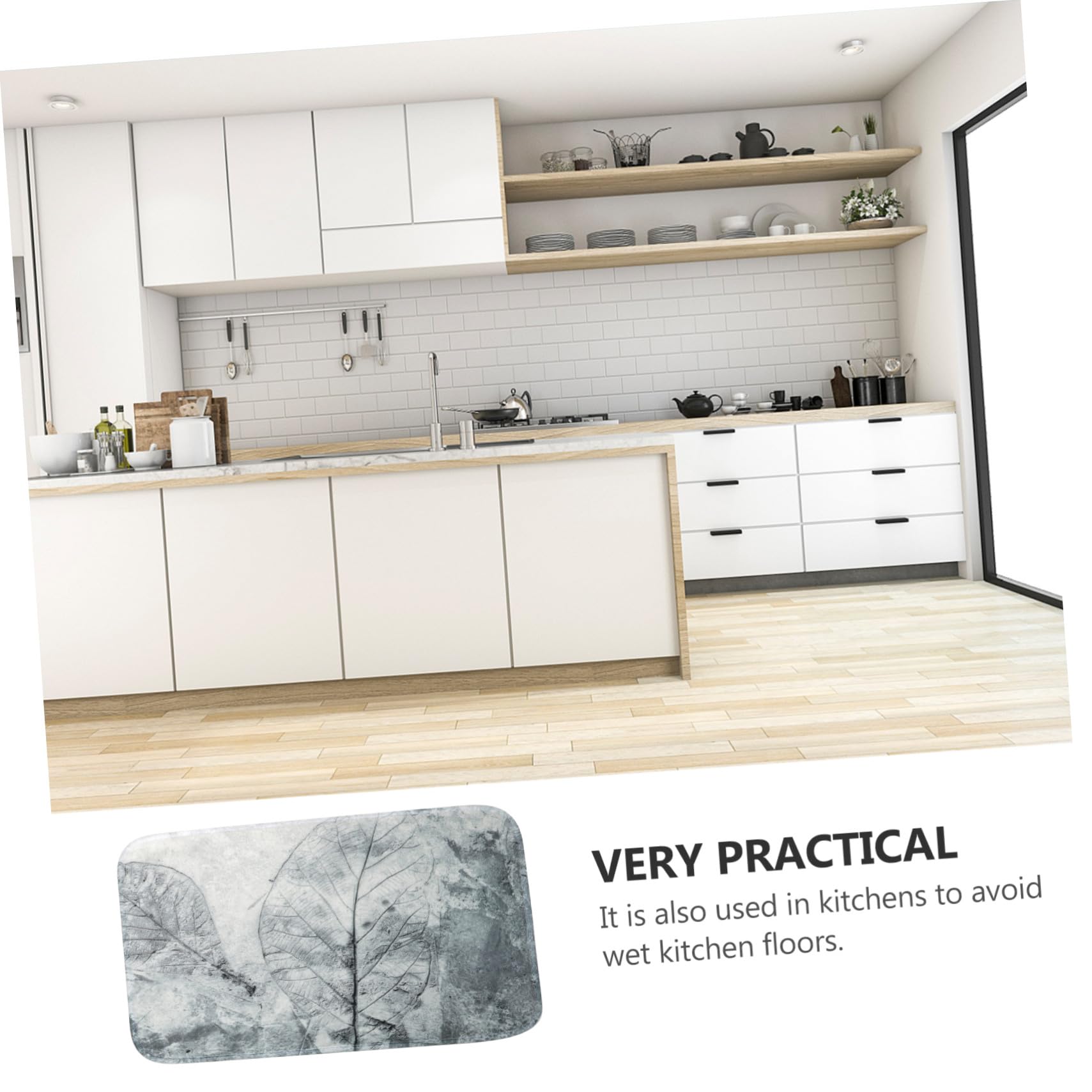 Toyvian Set 3 Pezzi Tappeti da Bagno Retrò in Poliestere Decorazione Foglie, Antiscivolo, Facile da Installare per Arredamento Bagno Casa