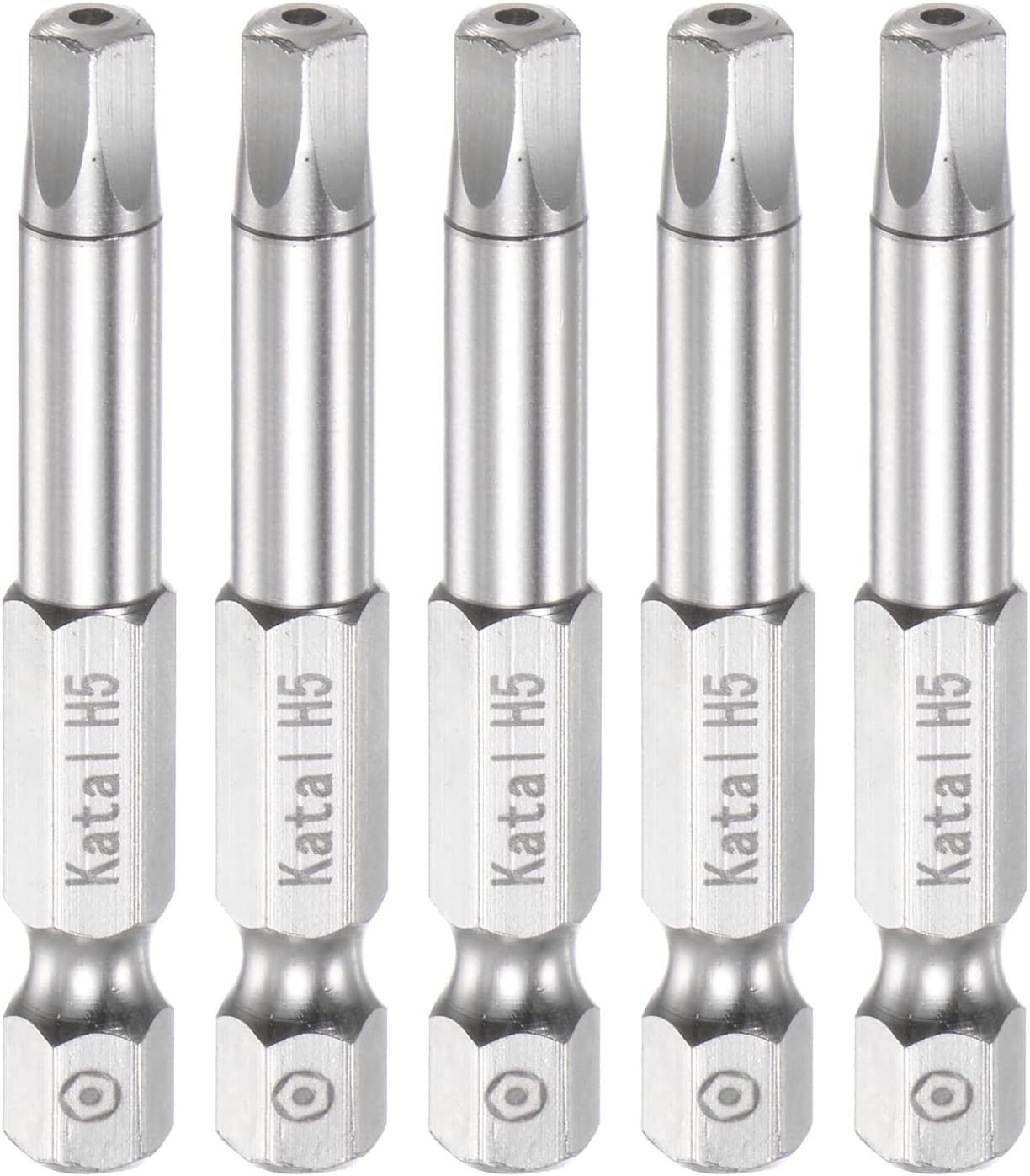 sourcing map 5pcs H5 Pentagon Screwdriver Bit 1/4" Hex Shank 2" Length Magnetic Security Screw Driver Power Tool