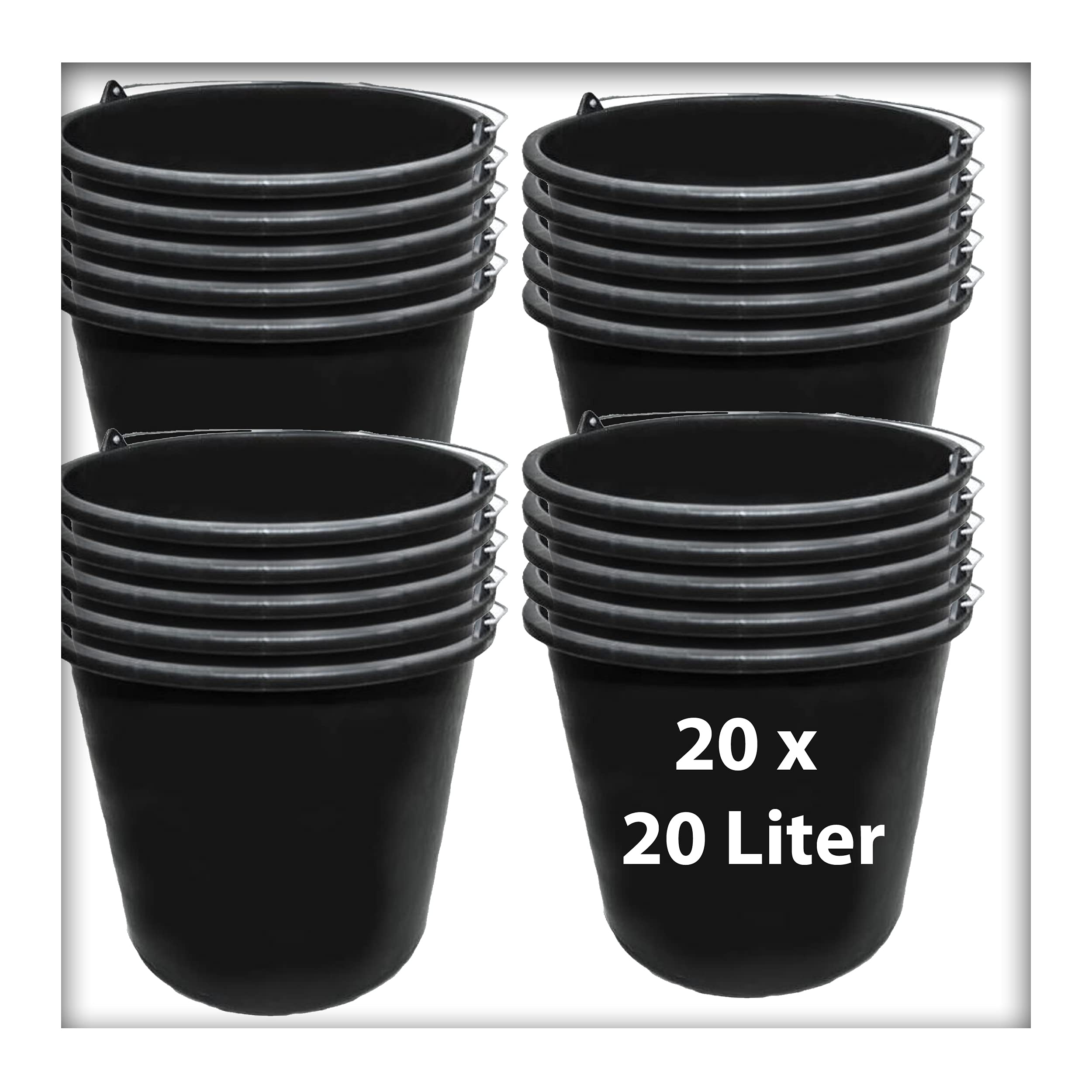 20 STK. 20 l Baueimer Zementeimer Mörteleimer Eimer mit Henkel Ernteeimer Putzeimer Wassereimer