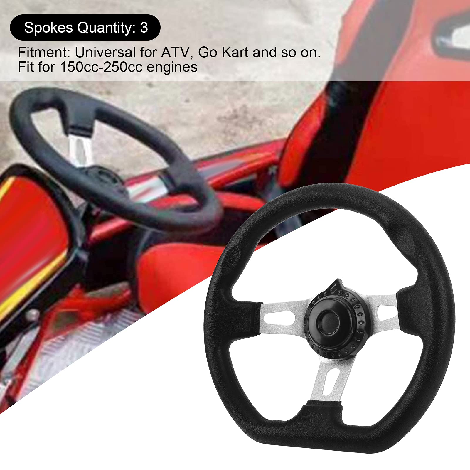 Volante De Kart, Volante De Carreras De Karts Volante De ATV Volante De Kart Volante De Kart Todoterreno 270 Mm Modificación De 3 Radios Universal Para Motores De 150 Cc Y 250 Cc