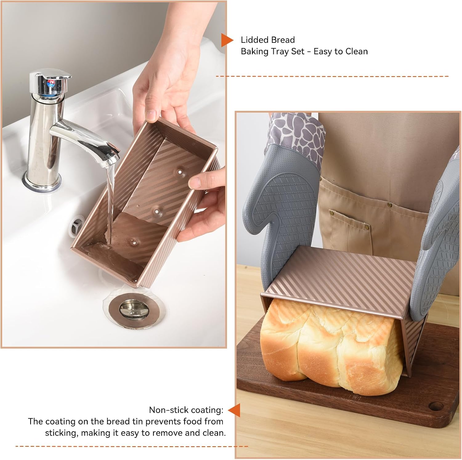 Bread Baking Mould with Lid Set of 2