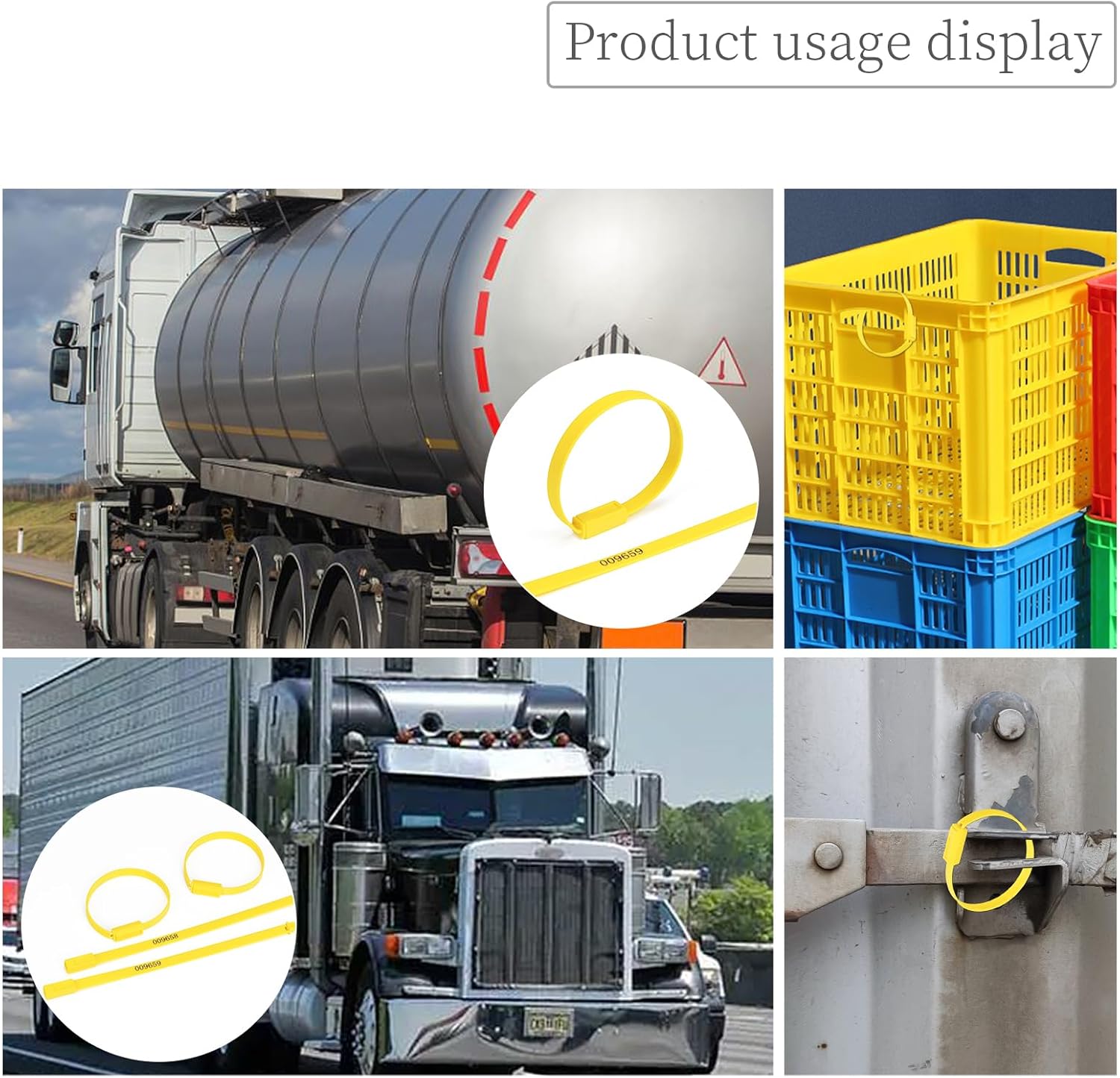 1000 PCS Plastic Seals Fixed Length Security Strap Ties Tamper Evident Shipping Seals Container Seals Numbered Truck Trailer Seals Tags (Yellow)
