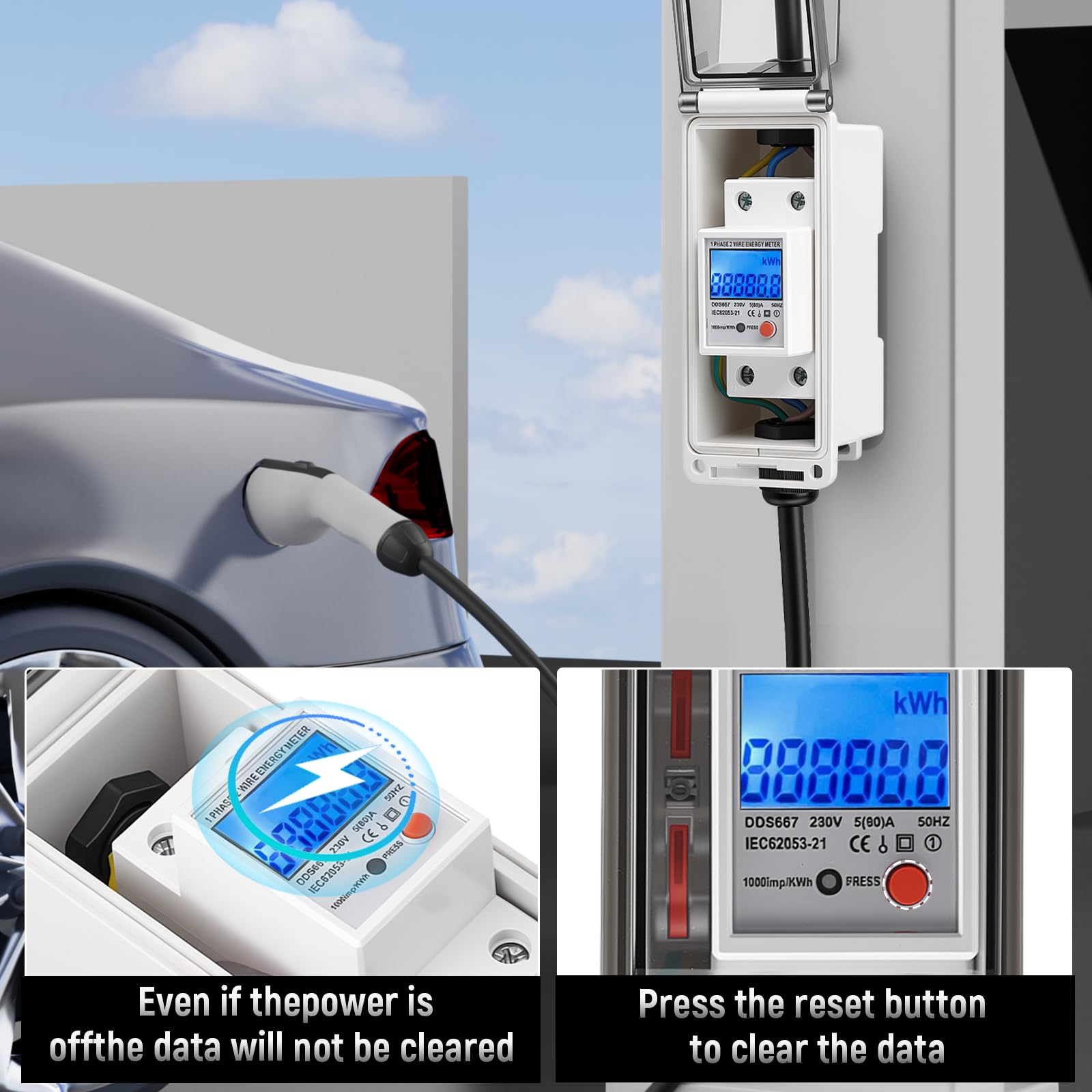 Mobiler Digitaler Stromzähler 16A 230V,Mobile Meter Intelligenter