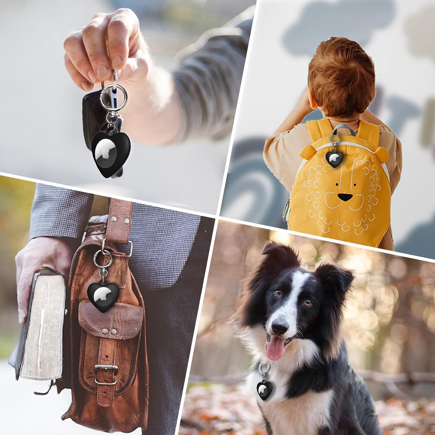 Airtag Case for Apple AirTag, Keychain AirTags Case with Anti-Lost Key Ring, Protective AirTag Holder Case Cover, Finder Items for Pets, Keys, Backpacks (2 Black)