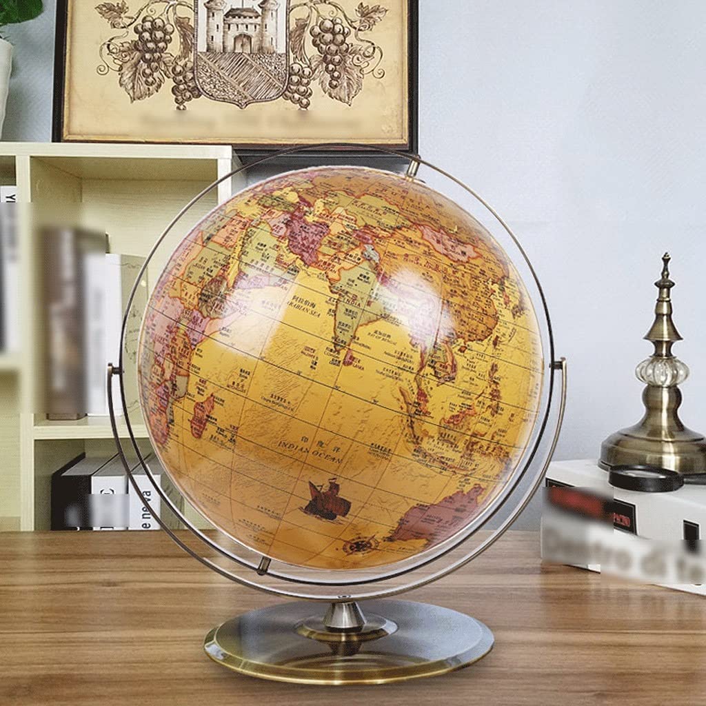 HRTC Globo El Más Nuevo Globo Terráqueo Educativo con Base De Metal para Niños Globos para Decoración De Oficina 50 Cm/19,6 Pulgadas De Diámetro Libro de Texto práctico