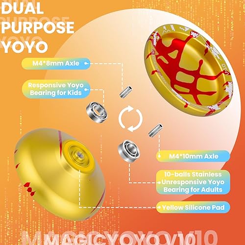 Miniatura 5 de MAGICYOYO V10 Finger Spin Yoyo Yoyo profesional Metal Trick Yoyo Responsive Yo Yo Yo de doble propósito con estuche de almacenamiento + guante Yo Yo