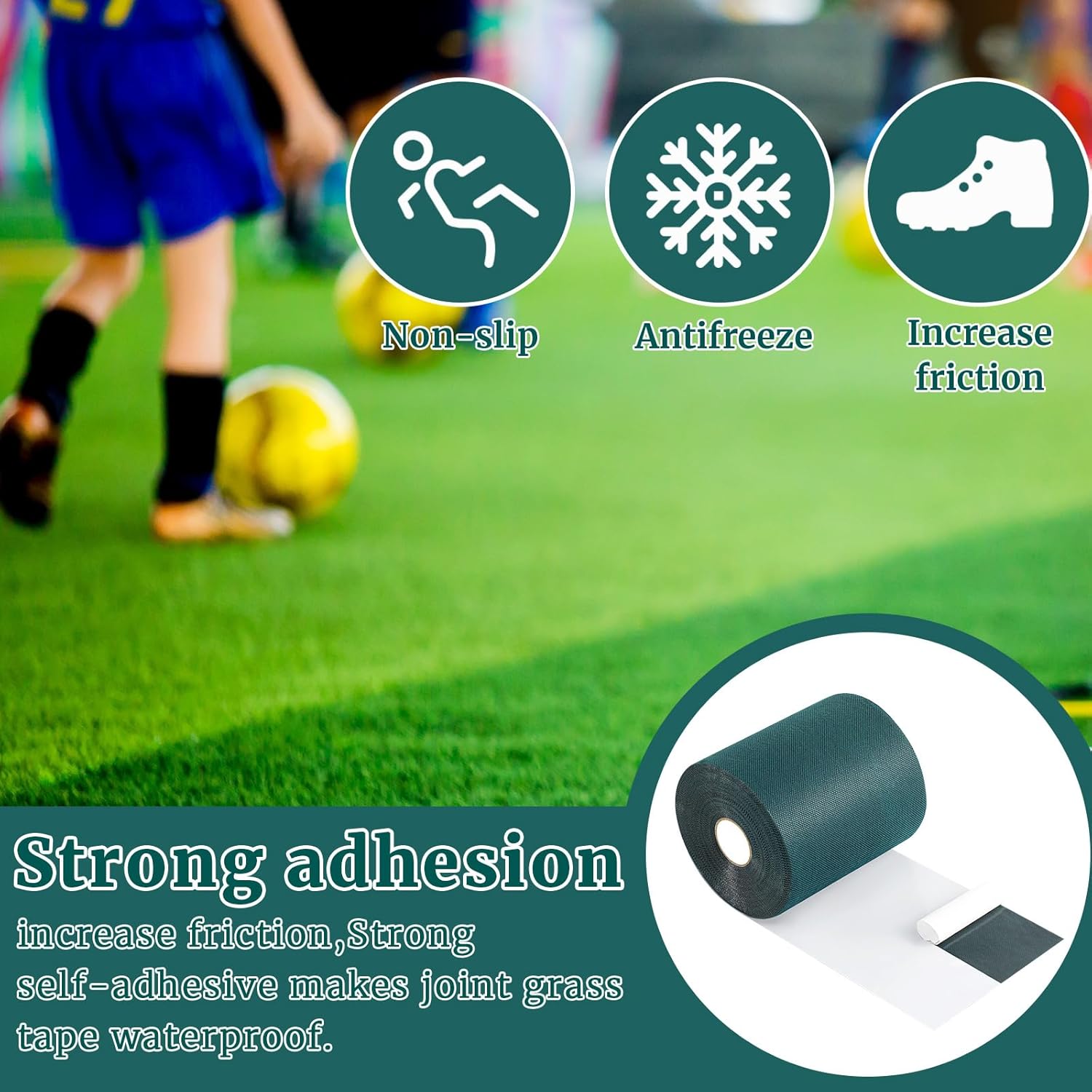 Gersoniel 1 Roll 6 in x 65.6 ft Artificial Grass Turf Tape Self Adhesive Turf Seam Tape for Artificial Lawn Carpet Jointing, Indoor Outdoor Rug, Pet Grass Mat Connecting