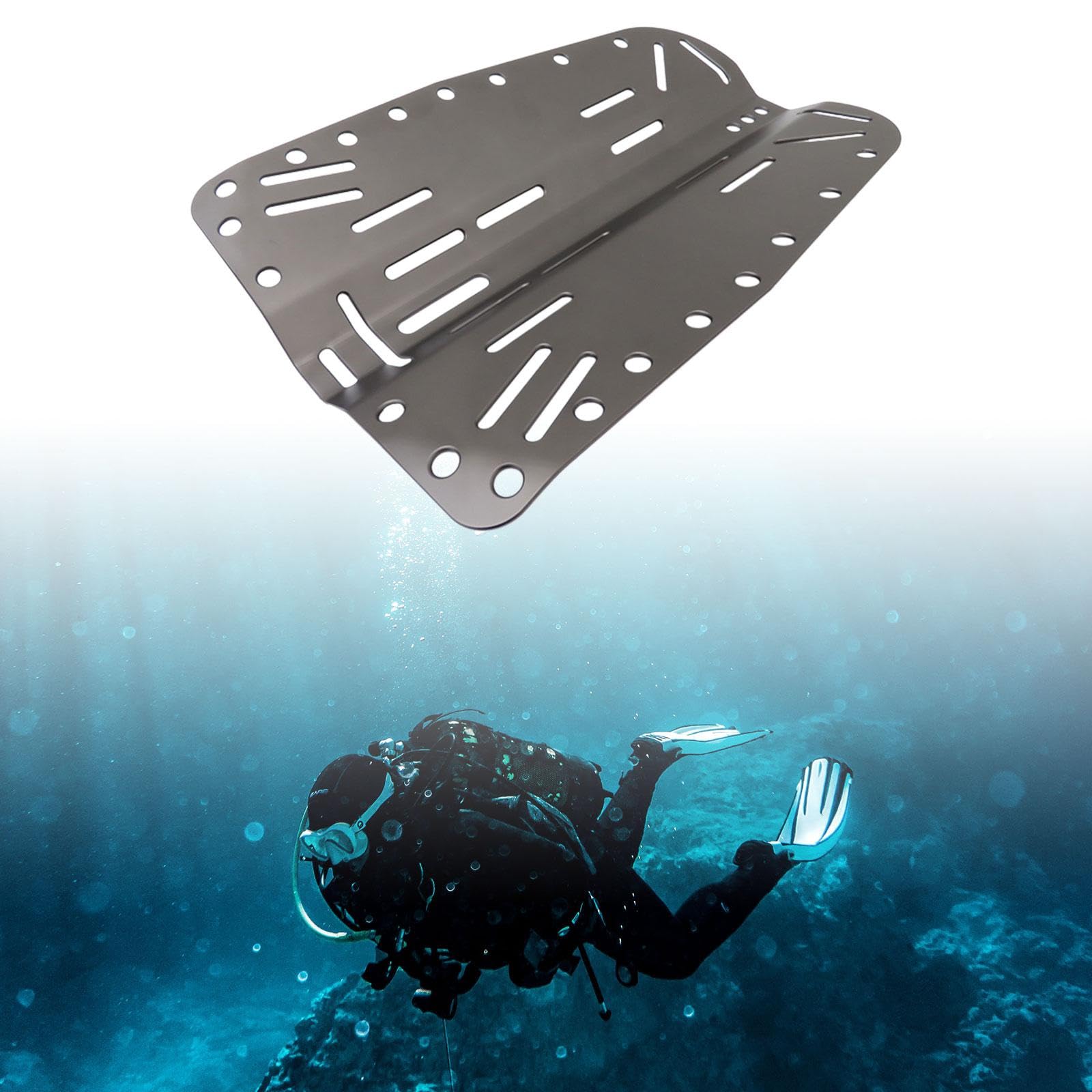 Plaque Arrière De Plongée En Alliage D'aluminium - Pour équipement BCD - 40x26x5 Cm - Léger 0.72 Kg - Montage Accessoires - 9