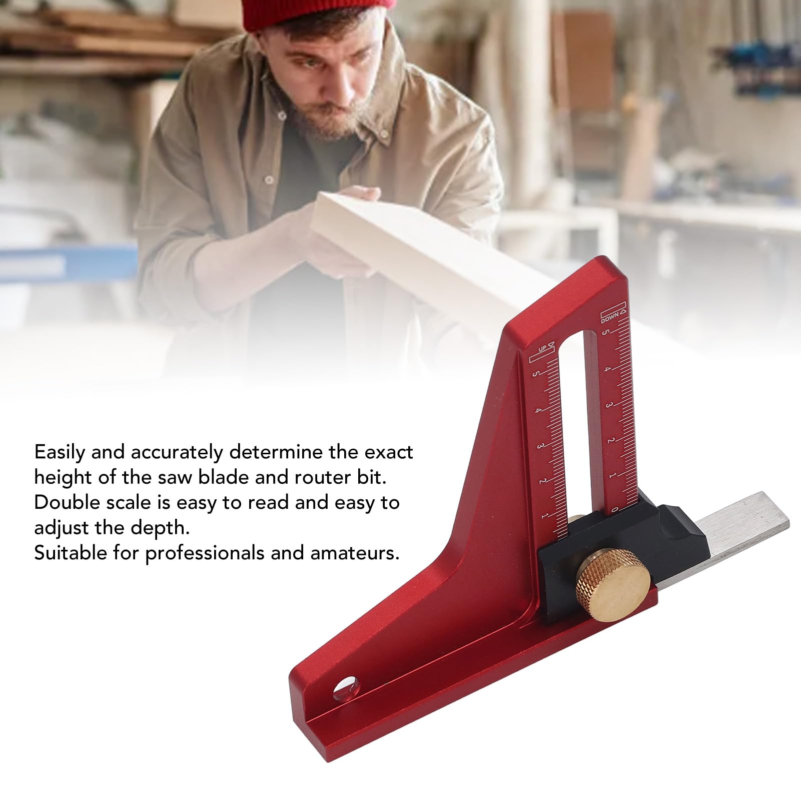 Jauge De Hauteur En Aluminium CNC - Outil De Mesure Précise Pour Travail Du Bois - 110x190x18 Mm