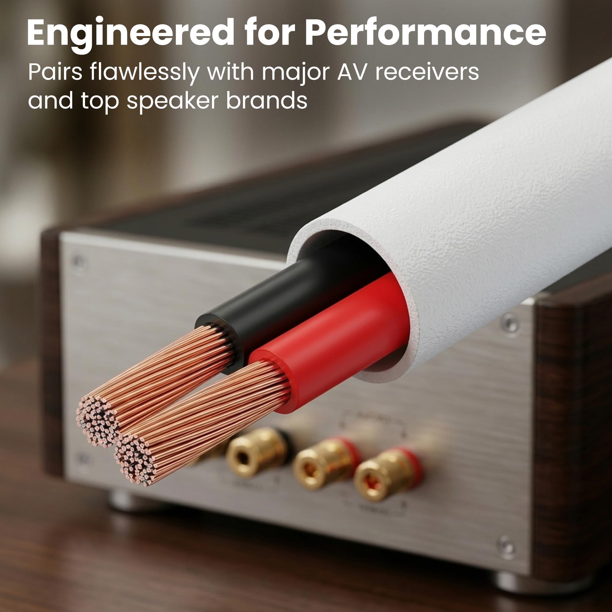GearIT Cavo per altoparlanti da parete OFC 2 x 1,5 mm≤ (60,96 metri – bianco) rame privo di ossigeno – audio Hi-Fi per CL2 nominale/2 conduttori – calibro 16 AWG, 200 piedi