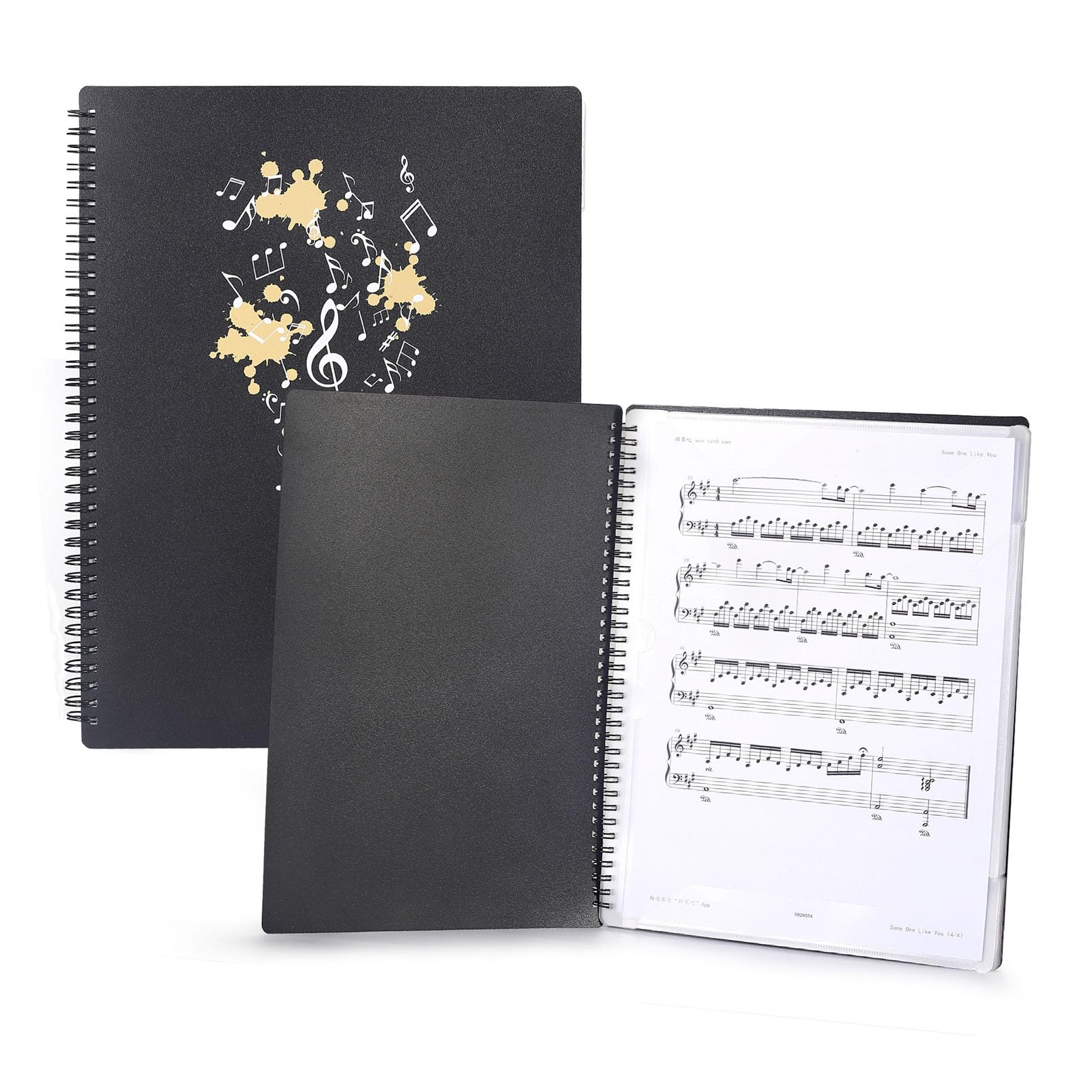 A4 Sheet Music Folder, 20 Sleeves 40 Pages Double Side Writable Music File Folder A4 Piano Binder File Storage Holder for Marching Band Guitar Orchestra (A)
