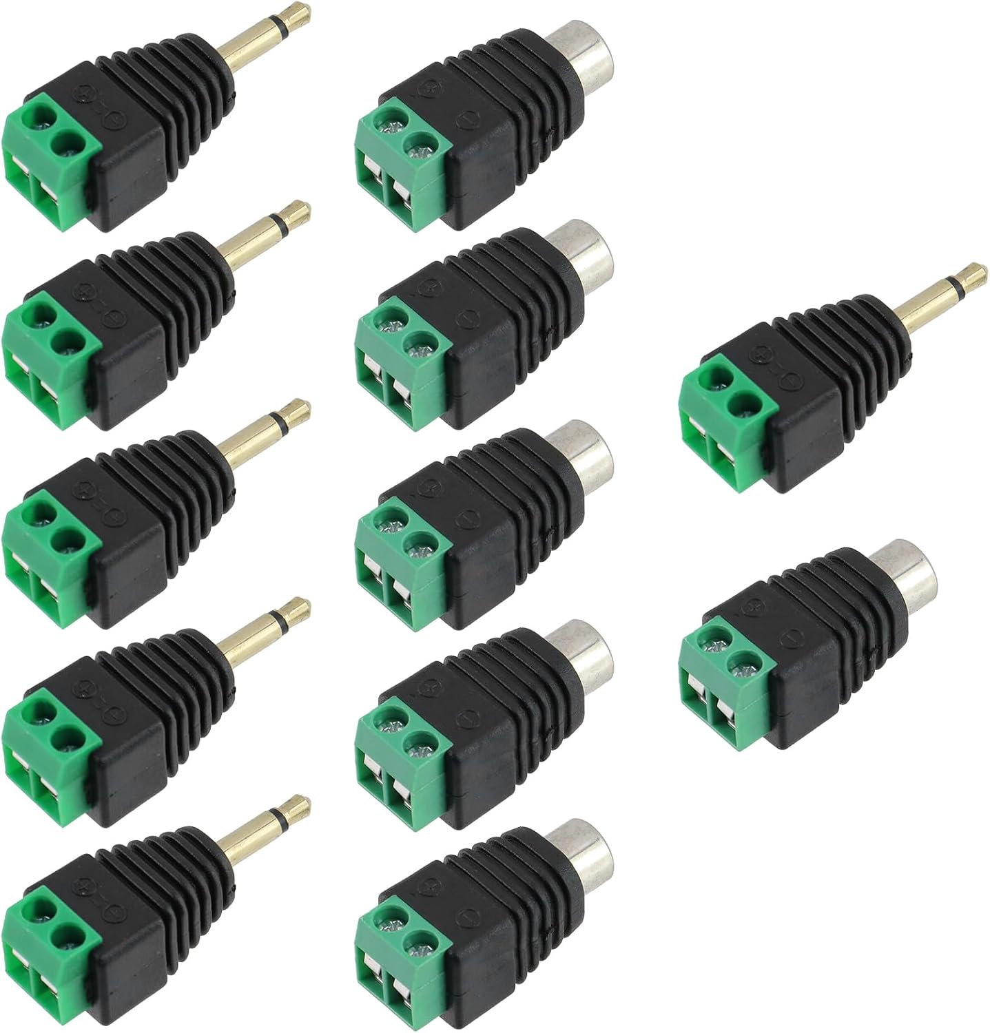 Antrader 6pcs 3.5mm Stereo Male to AV 3-Screw Terminal Block Headphone Balum Connector