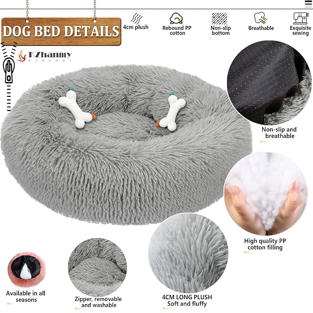 Foto 4 de 7 de KZhanmy Cama Perro Grande Redonda Cama de Perros Gatos Cómodo Suave Cálido Felpa Donut,Antiestres Lavables…