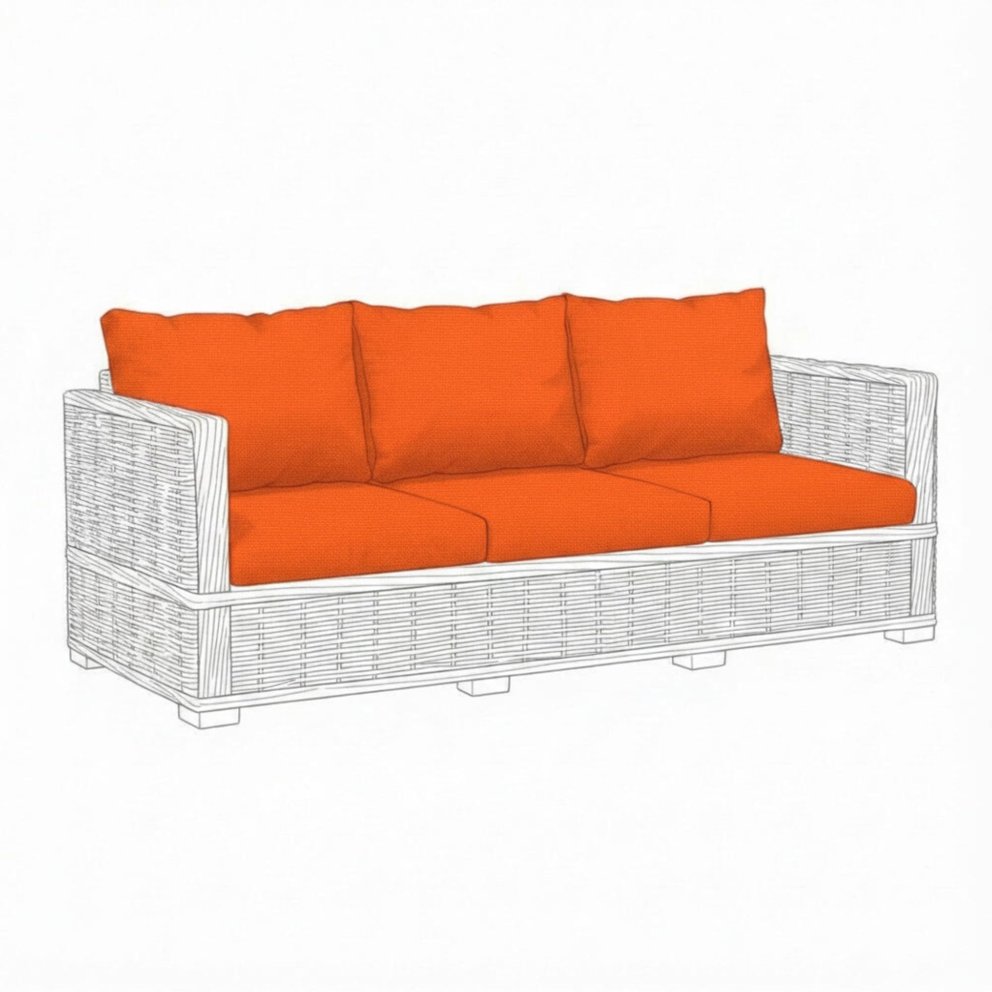 Kosiproducts Replacement Rattan Cushion Seat Cushions Garden Patio Furniture [Orange, 3 Seats + 3 Cushions] - Furntiure Not Included