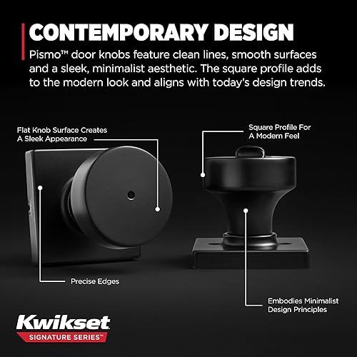 Vista 65 de Kwikset Pismo - Manija con cerradura y llave, para exterior, puerta de entrada y dormitorio, con seguridad antirrobo SmartKey Rekey y Microban, Mate