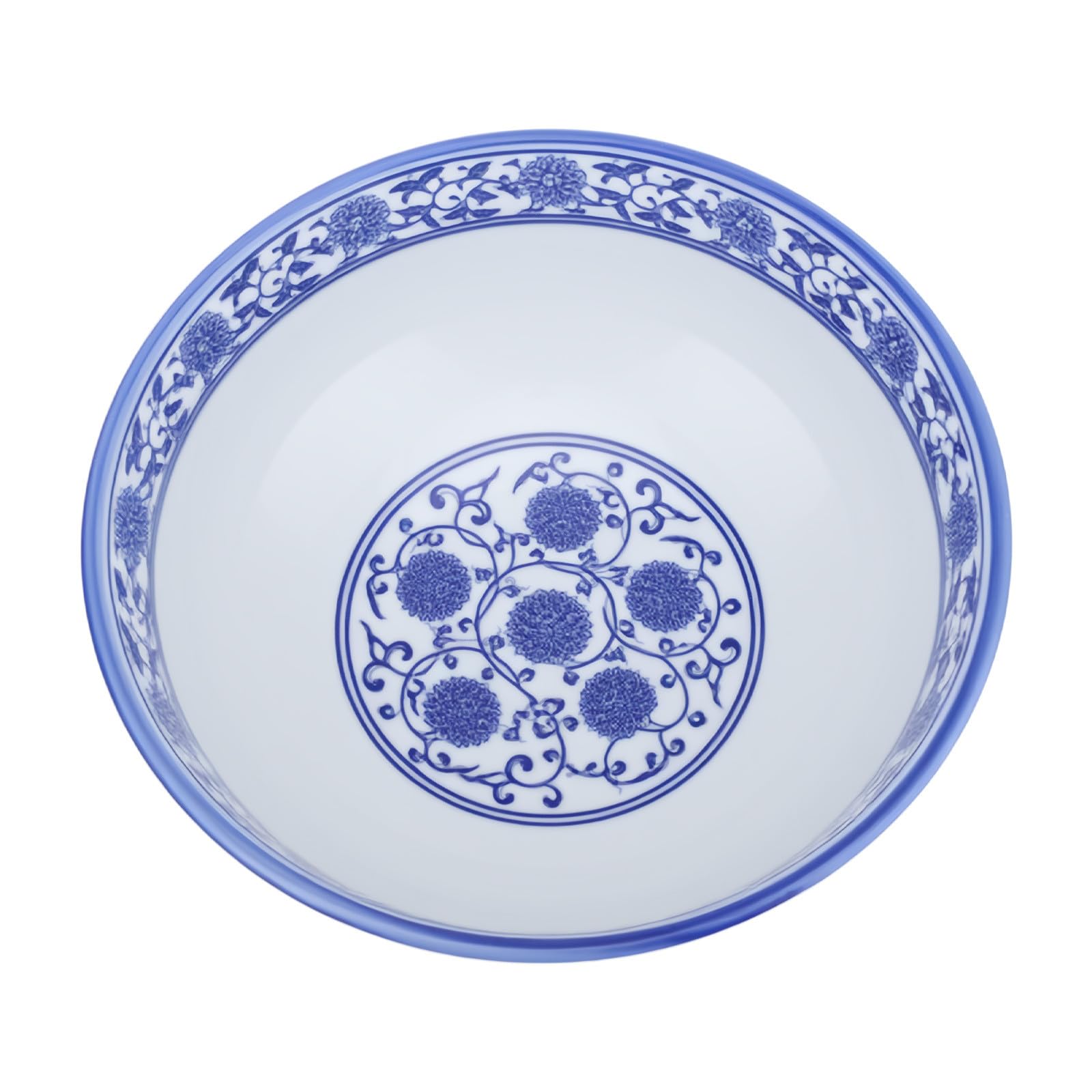SEWACC Tazón de Sopa de Cerámica Azul Estilo Chino para Uso en Buffets y Hogar, Diseño Tradicional para Ramen y Platos Calientes