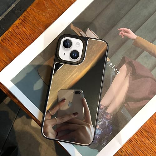 Miniatura 5 de Compatible con iPhone 15 Mirror Case para mujeres y niñas, maquillaje lindo de goma suave parachoques delgado lujo moda protección caso brillante