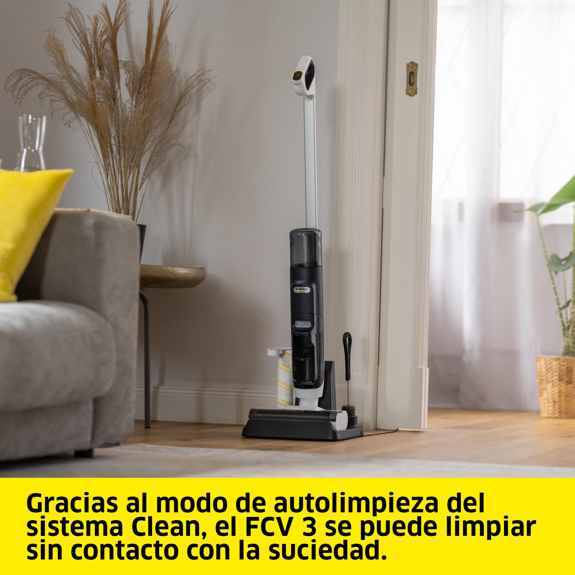 KÄRCHER fregona aspiradora FCV 3, Aspirador y fregasuelos inalámbrico con 3 Modos, autonomía de la batería: Aprox. 30 min, Rendimiento de Superficie por Carga de batería: Aprox. 130 m²