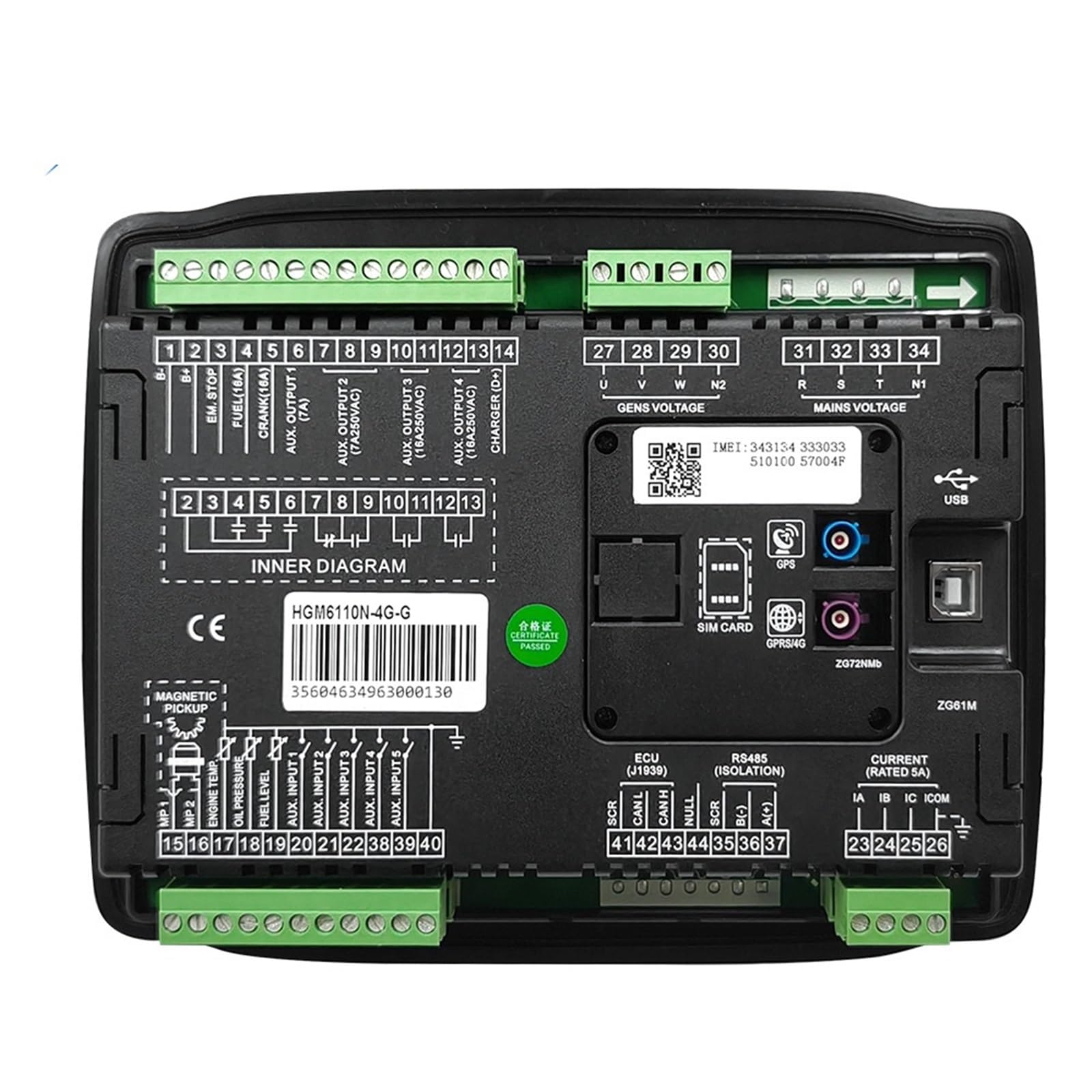 Jdilfunu Hgm6110n-4G /Hgm6120n-4G Gps Auto Start Amf Generator Controller Network Communication Control 1Pcs(Hgm6110n-4G)