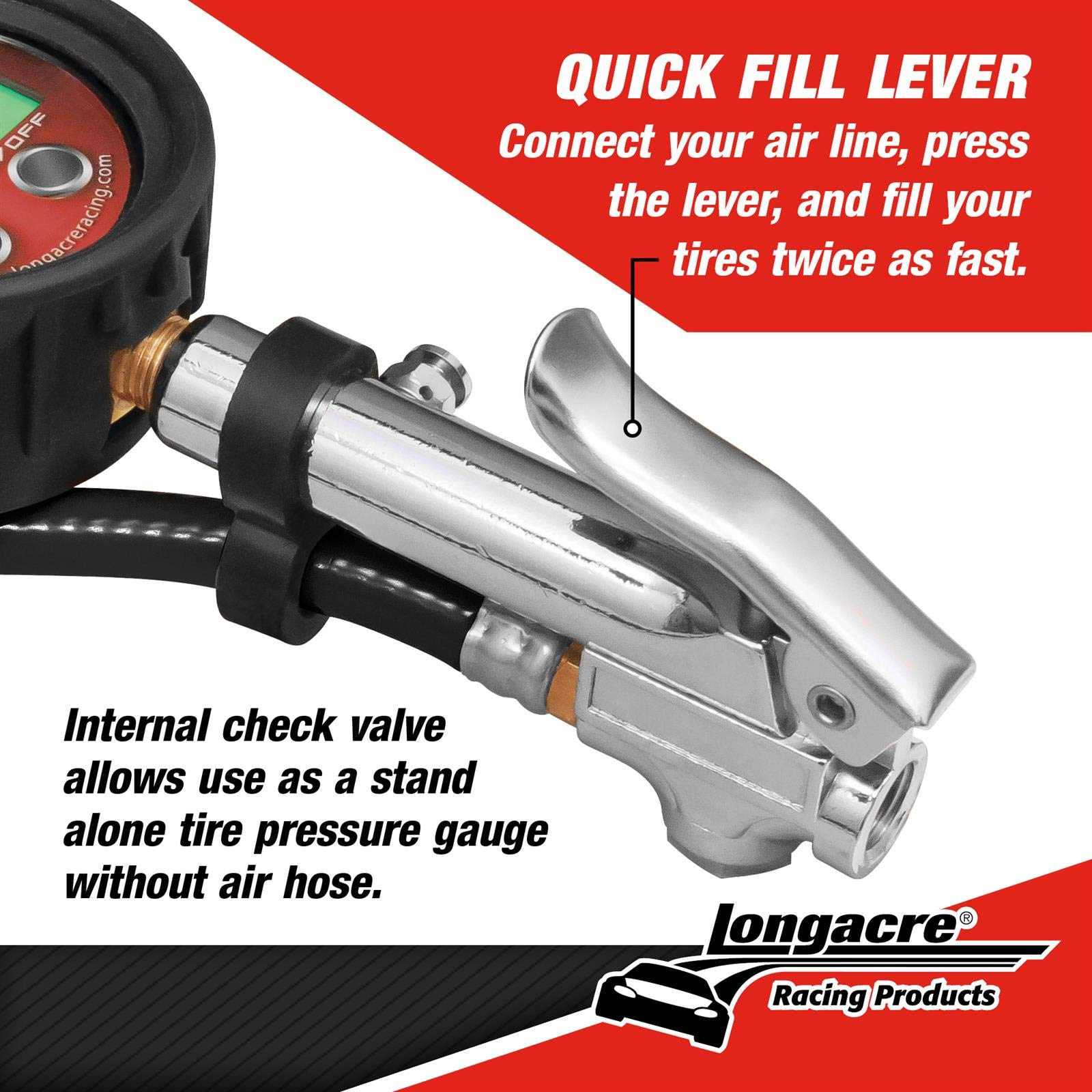 Longacre (53008) Digitaler Reifendruckprüfer 0-60 PSI mit Hülle