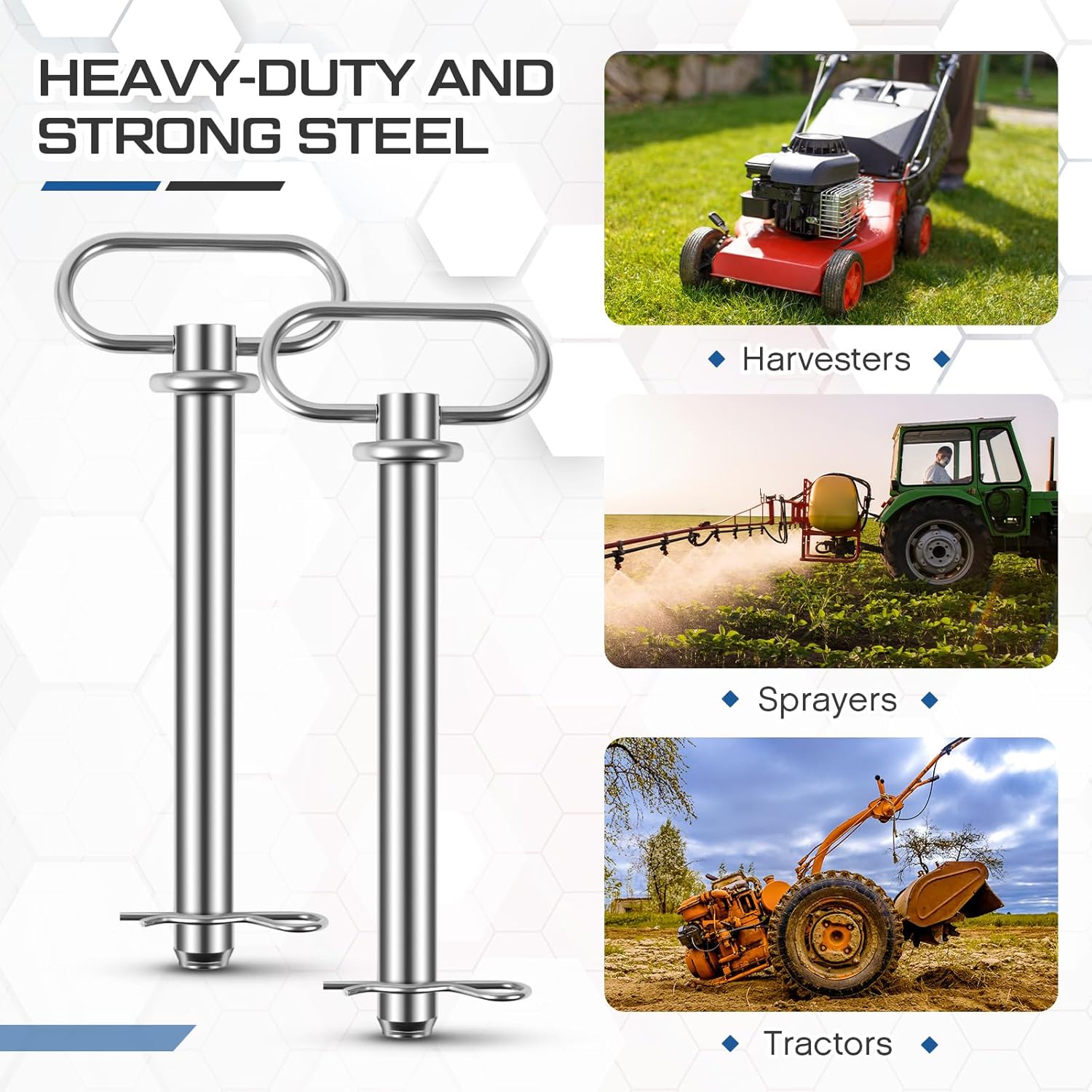 MorningRo 8 Pcs Trailer Hitch Pins and Clip 3/4 x 6 1/4 Inch Clevis Pins with Handles Tractor Accessories for Towing Tractors, Truck Lawn Mower, RV, Boat, Car, Truck, Farm