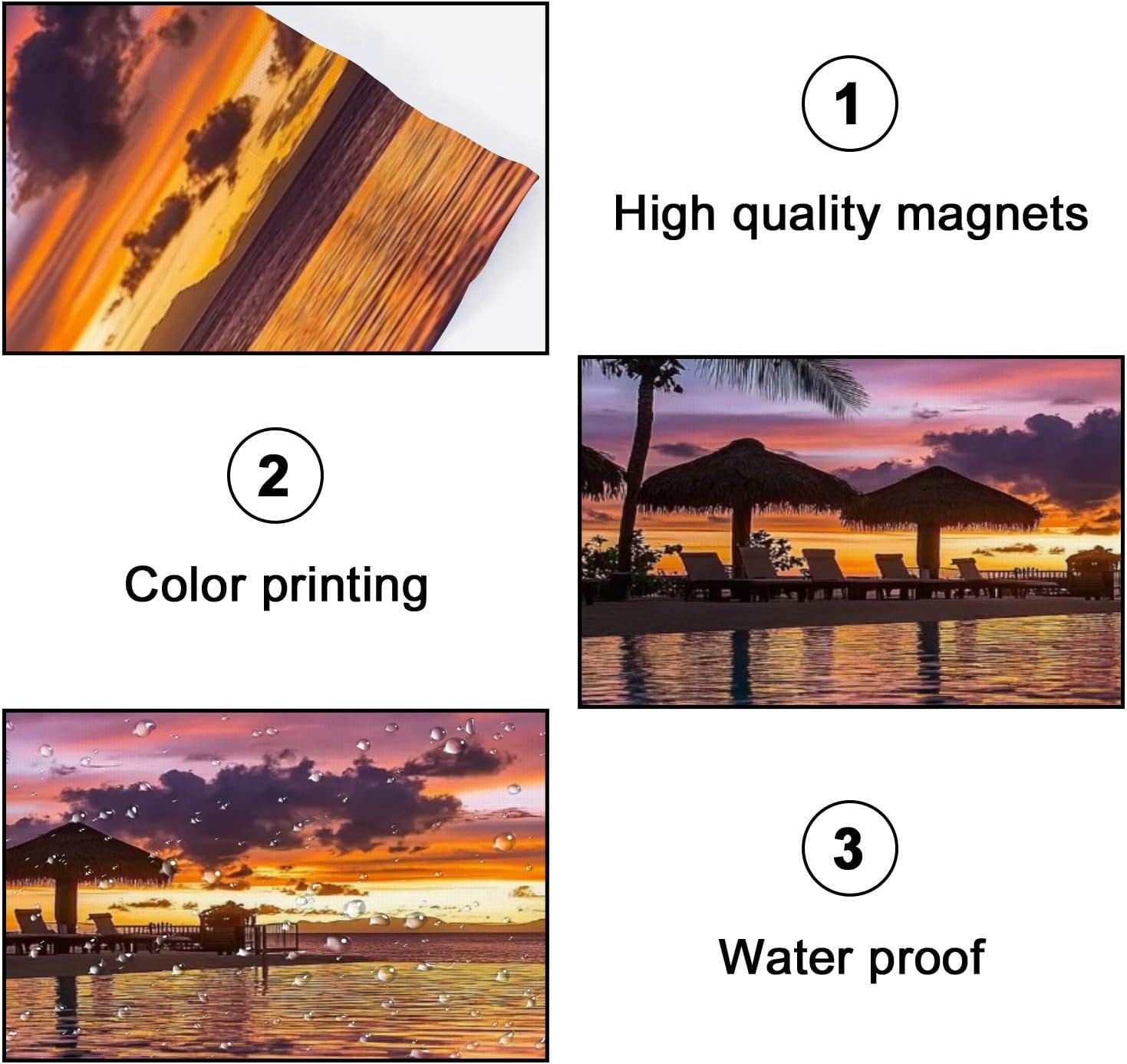 Fluorescent Light Covers for Ceiling Lights Beautiful Sunset Reflecting Water Fiji Easy to Install Magnetic Light Filter for Classroom Office Hospitals School Home Decor