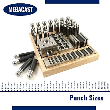 MegaCast Dapping Block Punch Puncher Round Circle Jewelry Making Metal Forming Set (41 Piece)