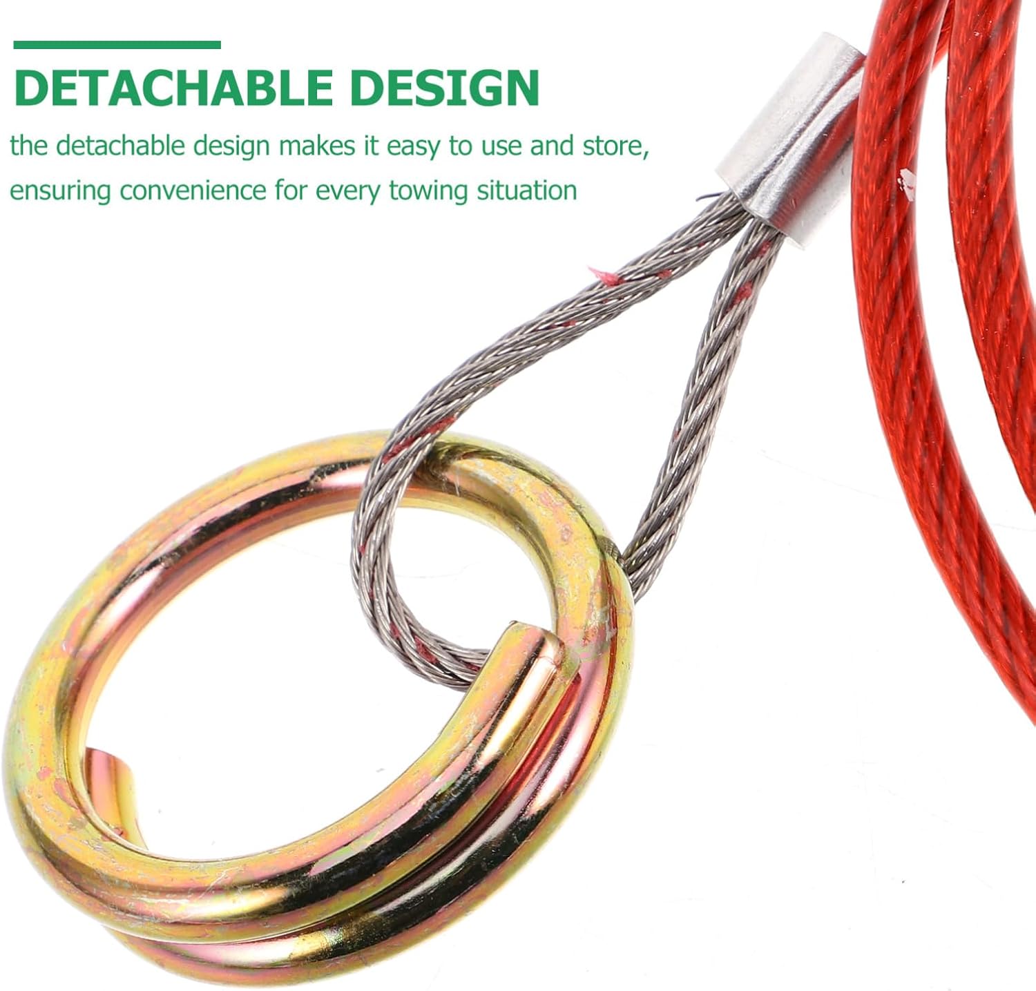 Amosfun Heavy Duty Stainless Steel Breakaway Trailer Safety Cable Tow Rope Coiled Towing for Cars Rvs Secure Connection for Safe Towing