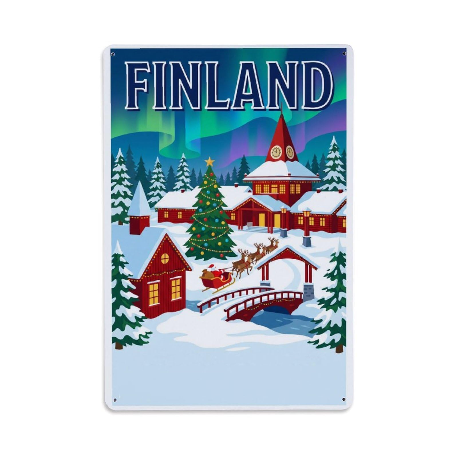 Olhnbad Style Lapland Arctic Circle Christmas Travel Village Metal Tin Sign