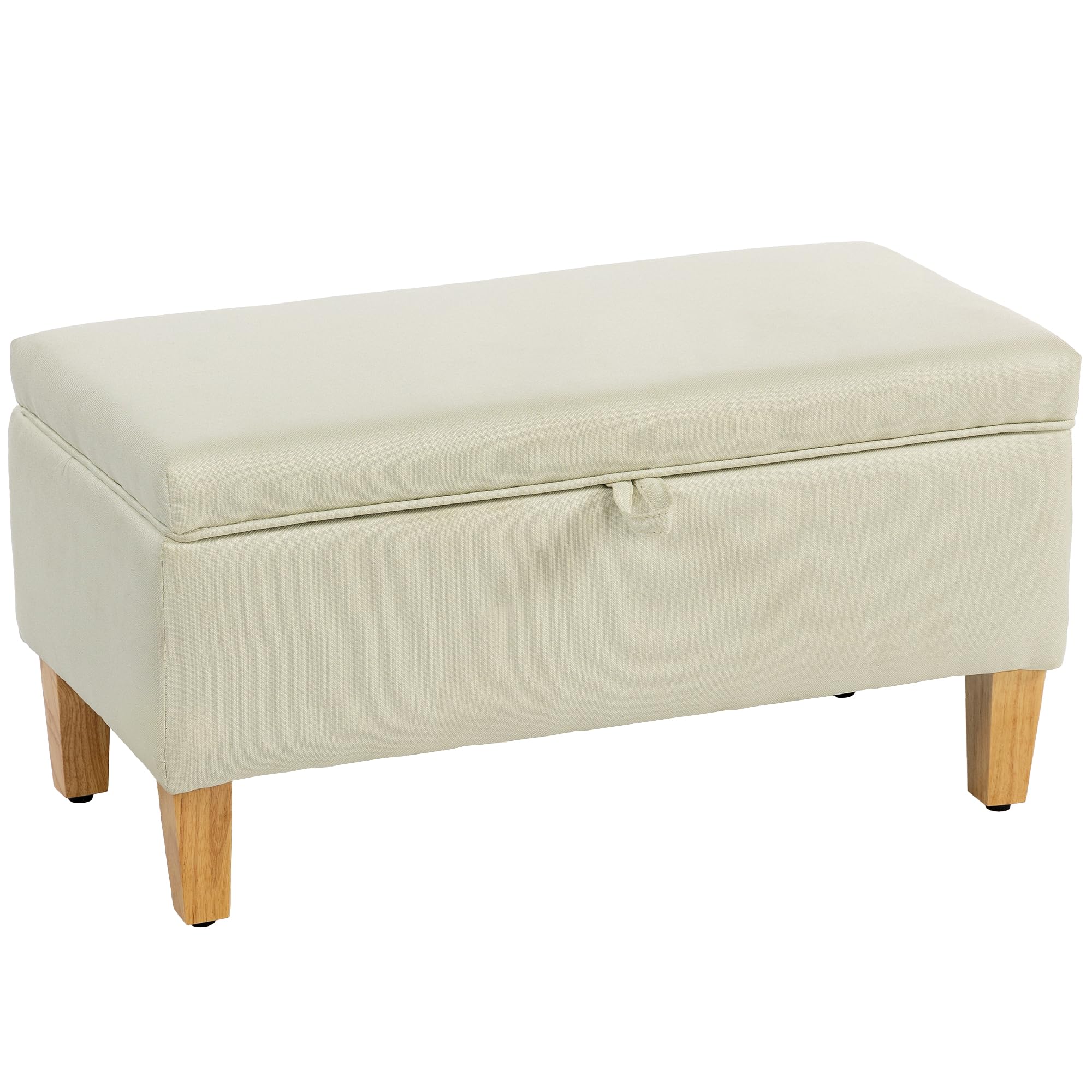 HOMCOM Linen Storage Ottoman Storage Box with Rubberwood Legs - 71cm x 37cm x 36cm  | TJ Hughes