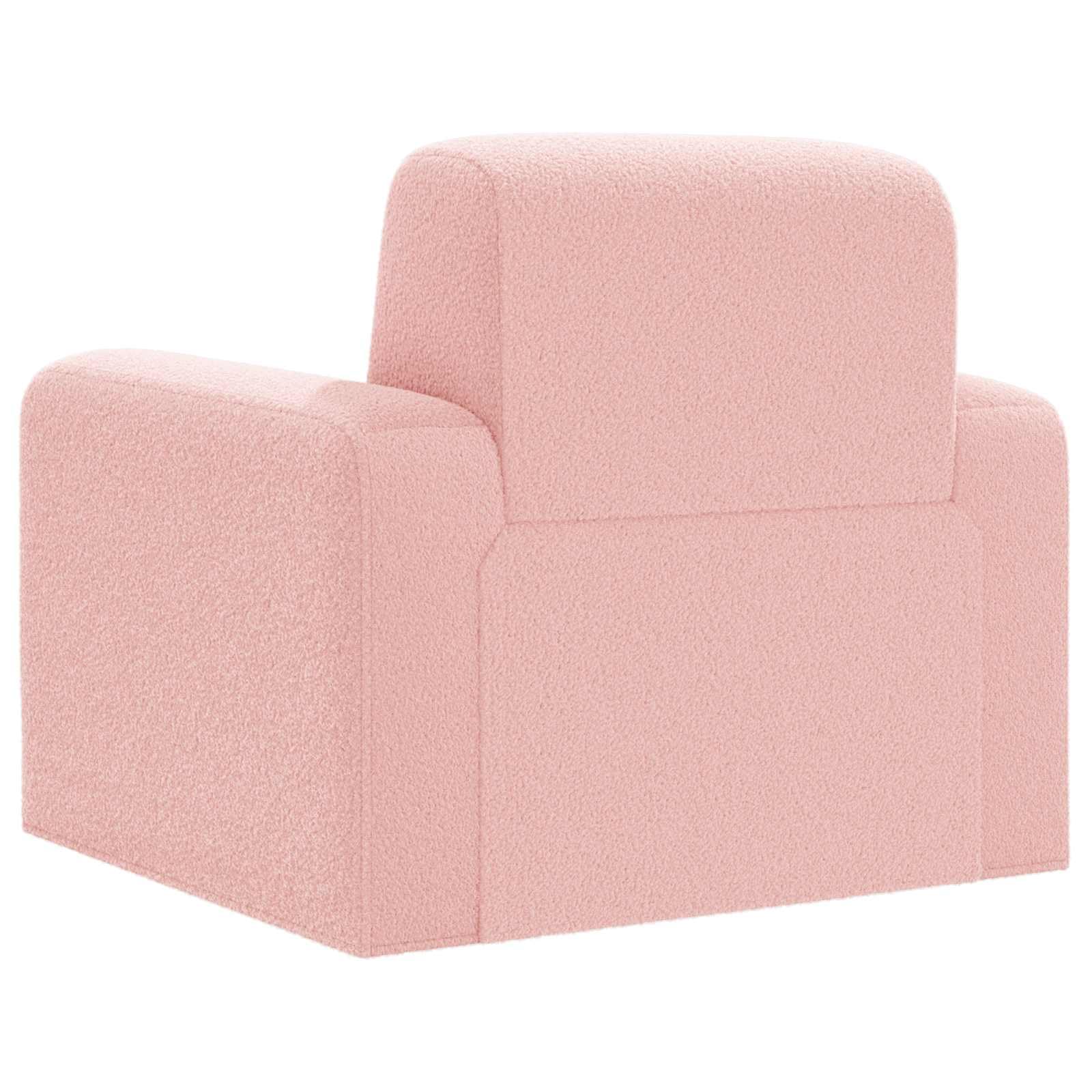 Sessel Rosa Bouclé Stoff Polstersessel Armlehnenstuhl Modern