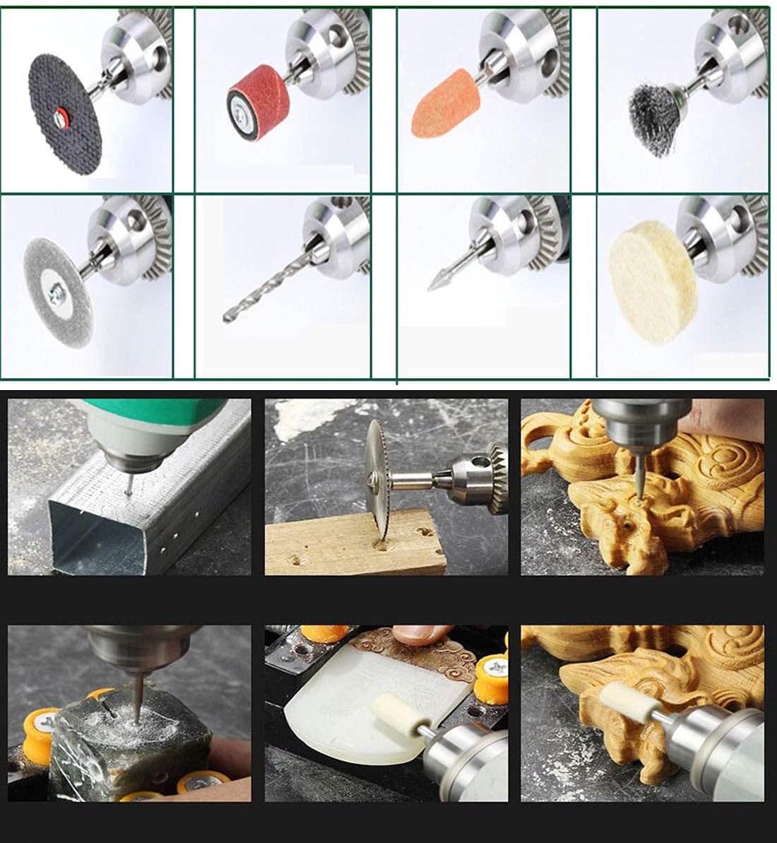 480W Rotary Tool Power Electric Die Multi-function Grinder Carver Set, 6 Step Variable Speed Adjustment, 30000RPM