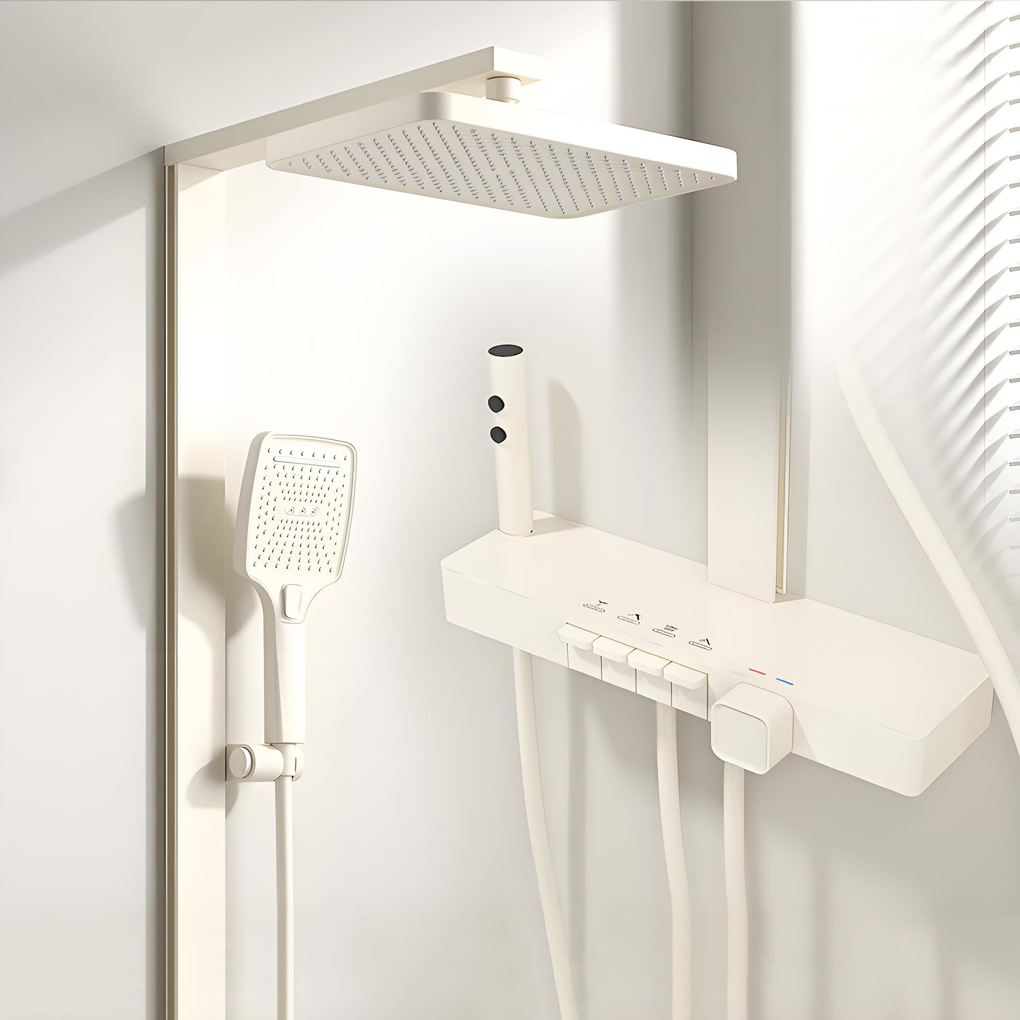 GT26 - Sistema de ducha de lluvia de 4 funciones, cabezal de ducha de alta presión, fácil de instalar, diseño moderno para experiencia de spa